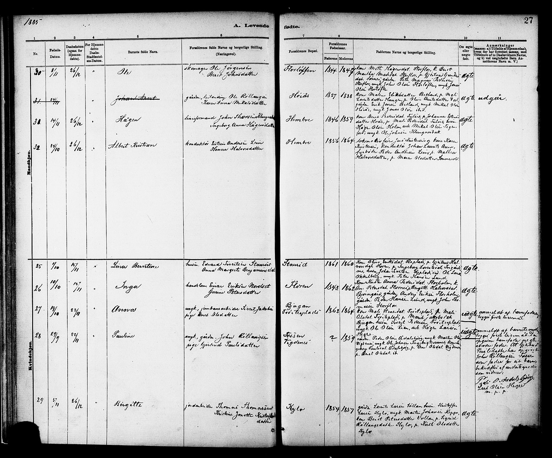 Ministerialprotokoller, klokkerbøker og fødselsregistre - Nord-Trøndelag, SAT/A-1458/703/L0030: Parish register (official) no. 703A03, 1880-1892, p. 27