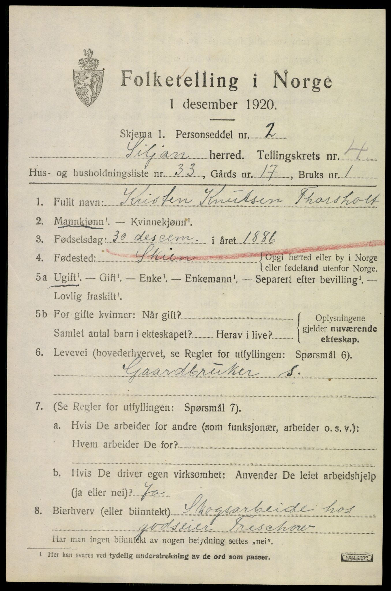 SAKO, 1920 census for Siljan, 1920, p. 2365