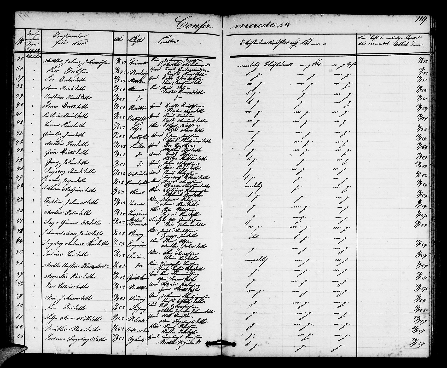 Fitjar sokneprestembete, AV/SAB-A-99926: Parish register (copy) no. A 1, 1864-1886, p. 114