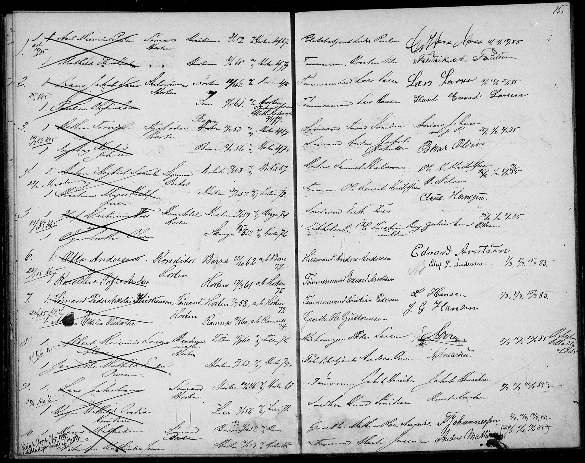 Horten kirkebøker, AV/SAKO-A-348/H/Ha/L0002: Banns register no. 2, 1881-1891, p. 15