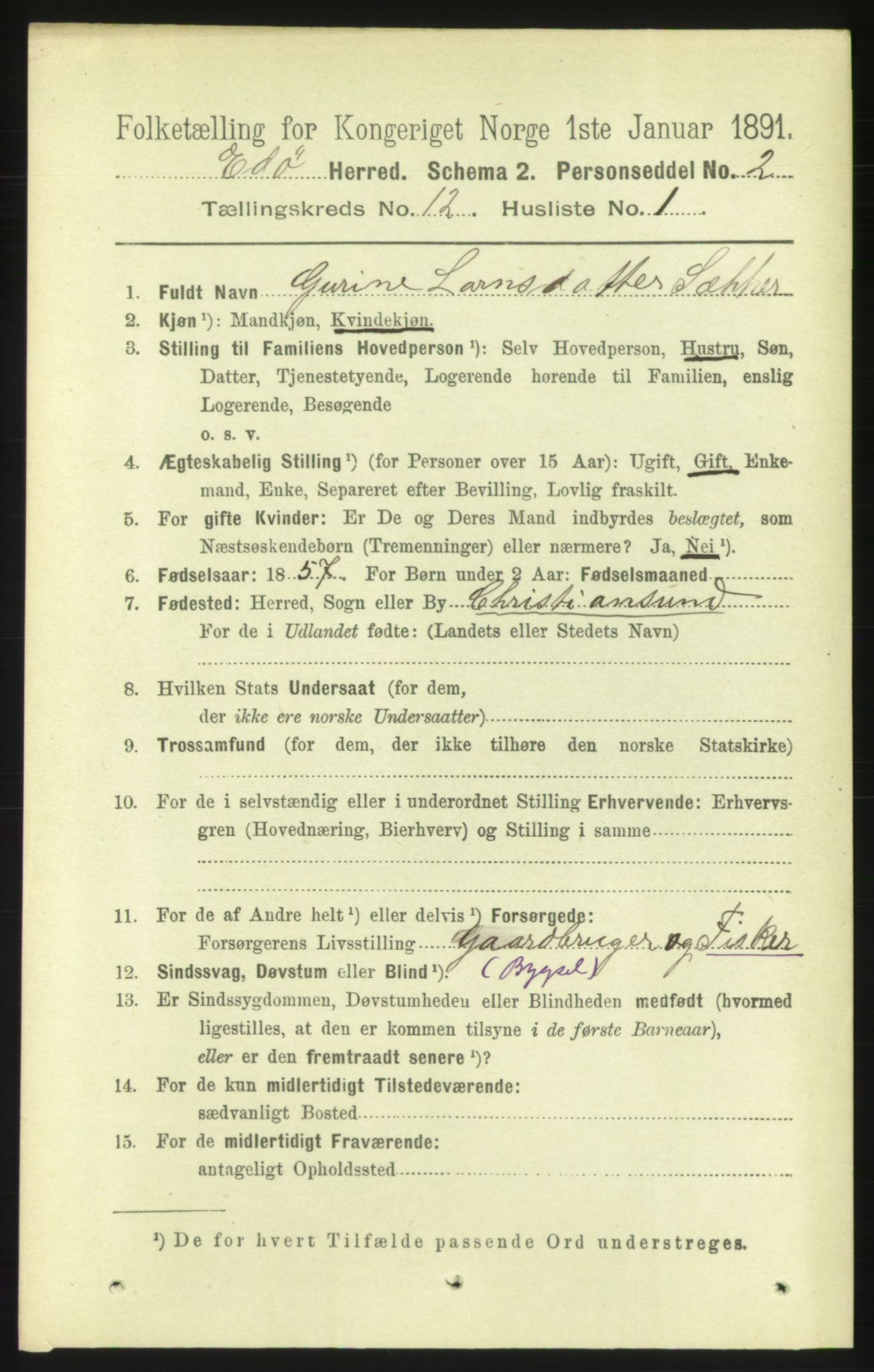 RA, 1891 census for 1573 Edøy, 1891, p. 3373