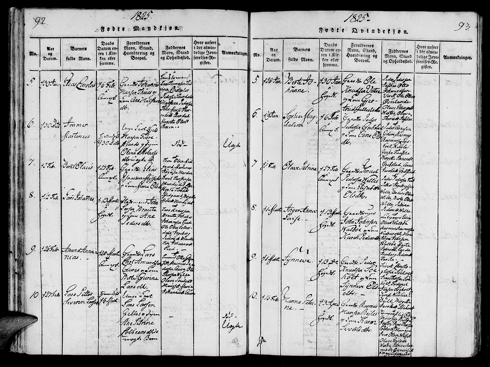 Ministerialprotokoller, klokkerbøker og fødselsregistre - Møre og Romsdal, AV/SAT-A-1454/522/L0310: Parish register (official) no. 522A05, 1816-1832, p. 92-93