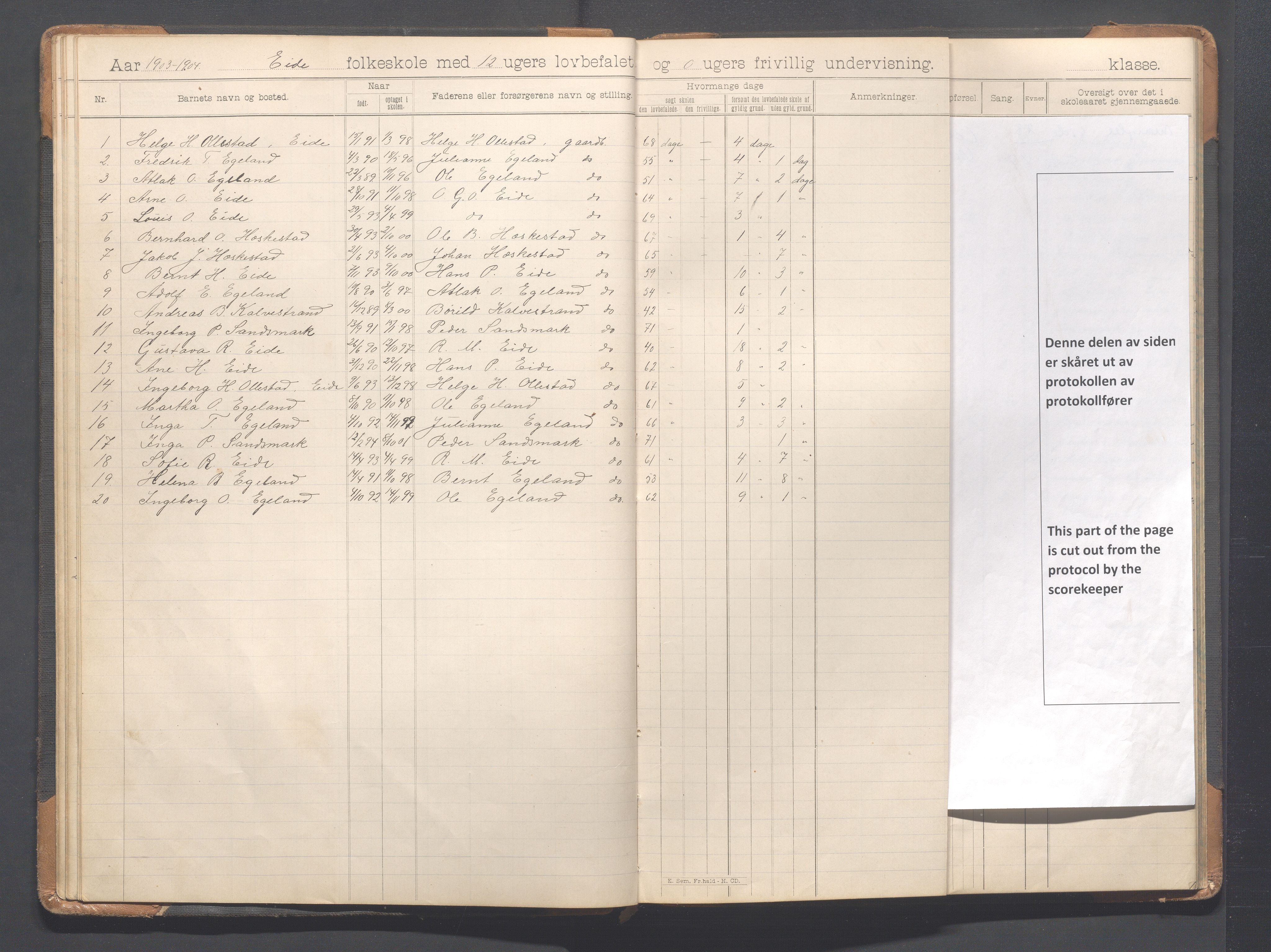 Heskestad kommune - Eide skole, IKAR/K-101744/H/L0001: Skoleprotokoll, 1898-1922, p. 23