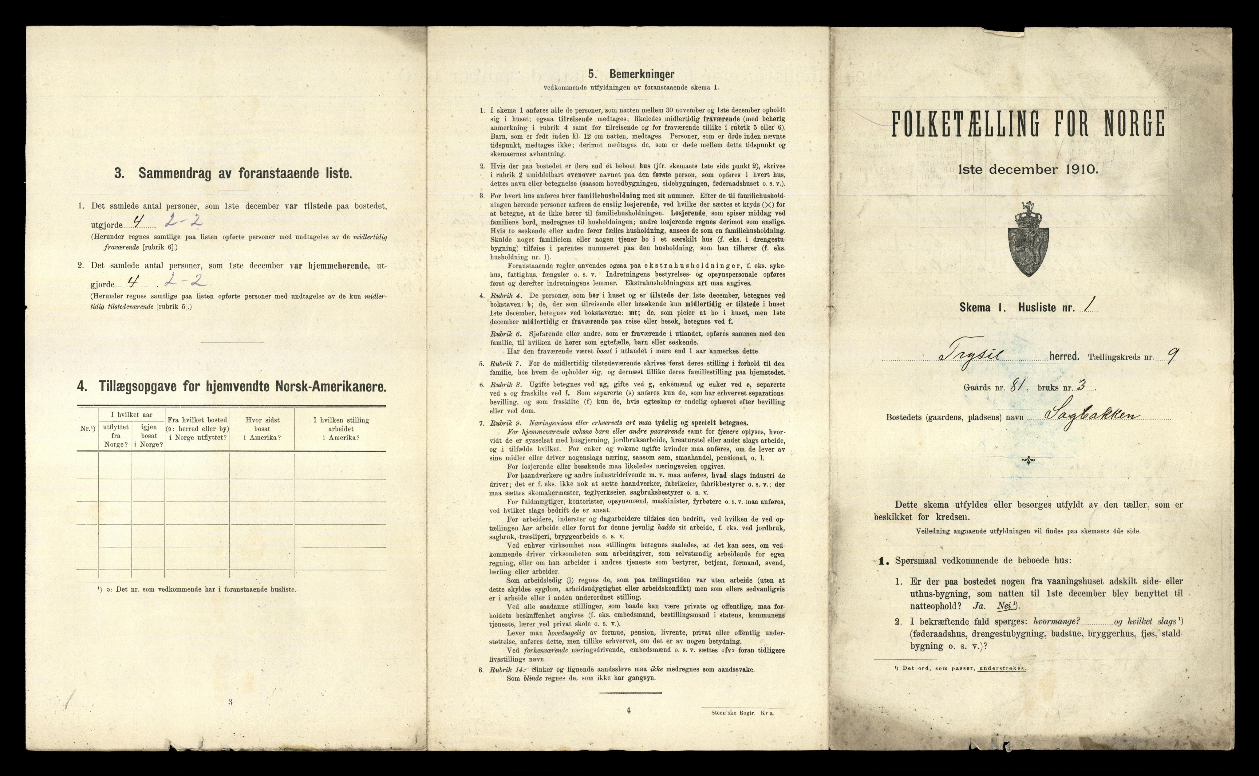 RA, 1910 census for Trysil, 1910, p. 1135