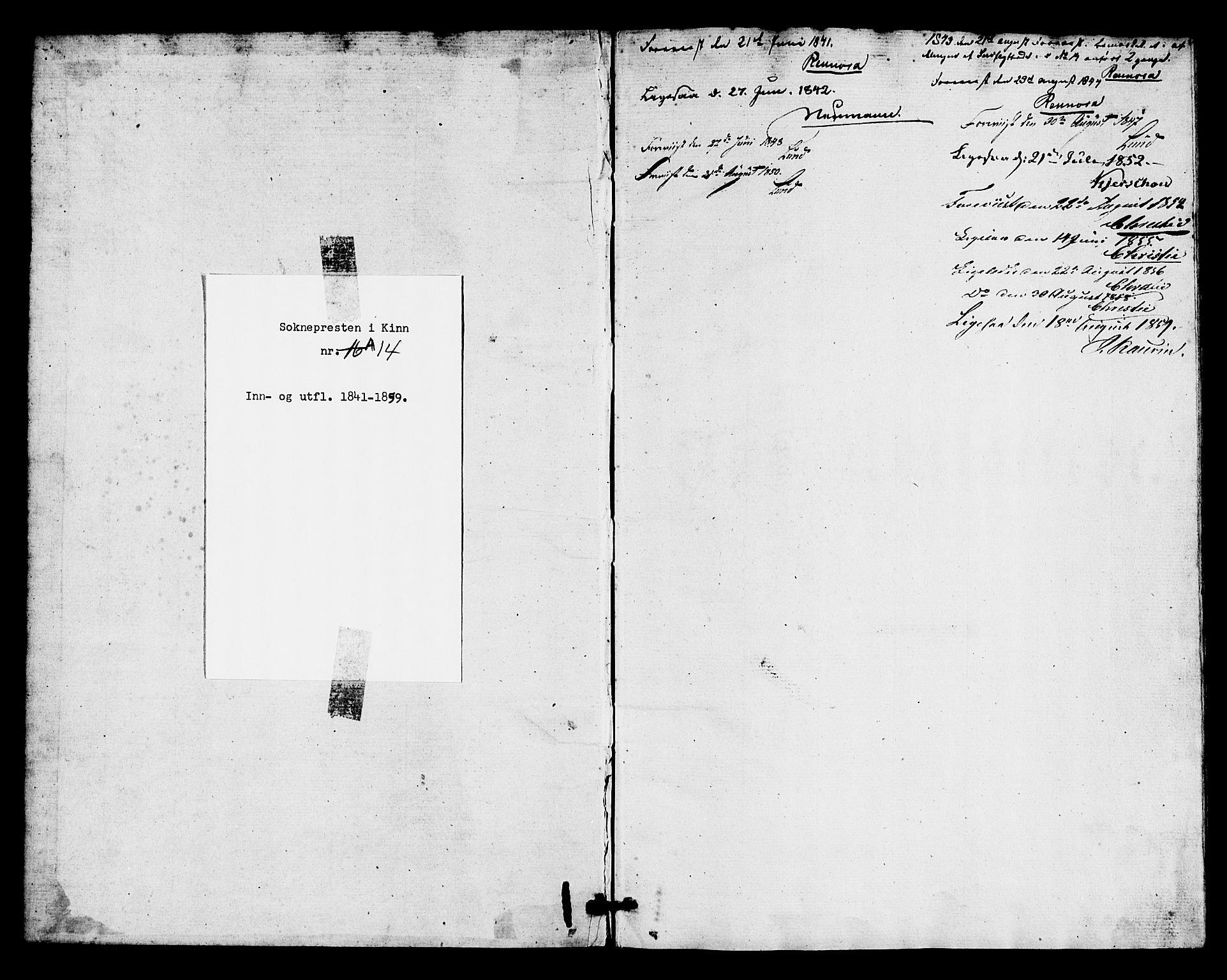 Kinn sokneprestembete, SAB/A-80801/H/Haa/Haaa/L0014: Parish register (official) no. A 14, 1841-1859