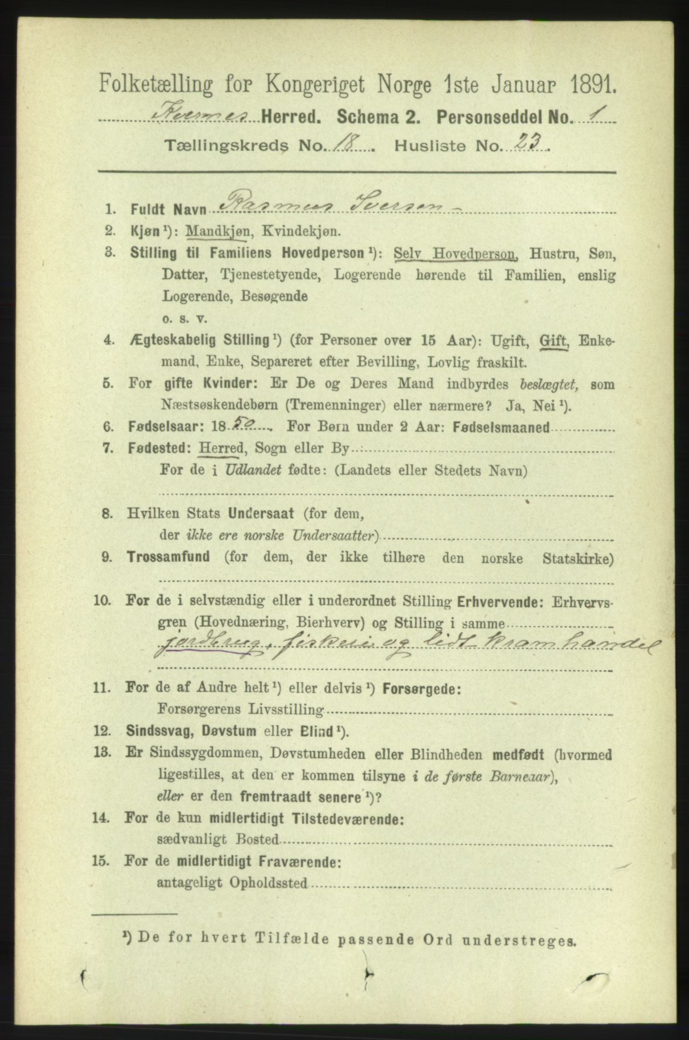 RA, 1891 census for 1553 Kvernes, 1891, p. 7908