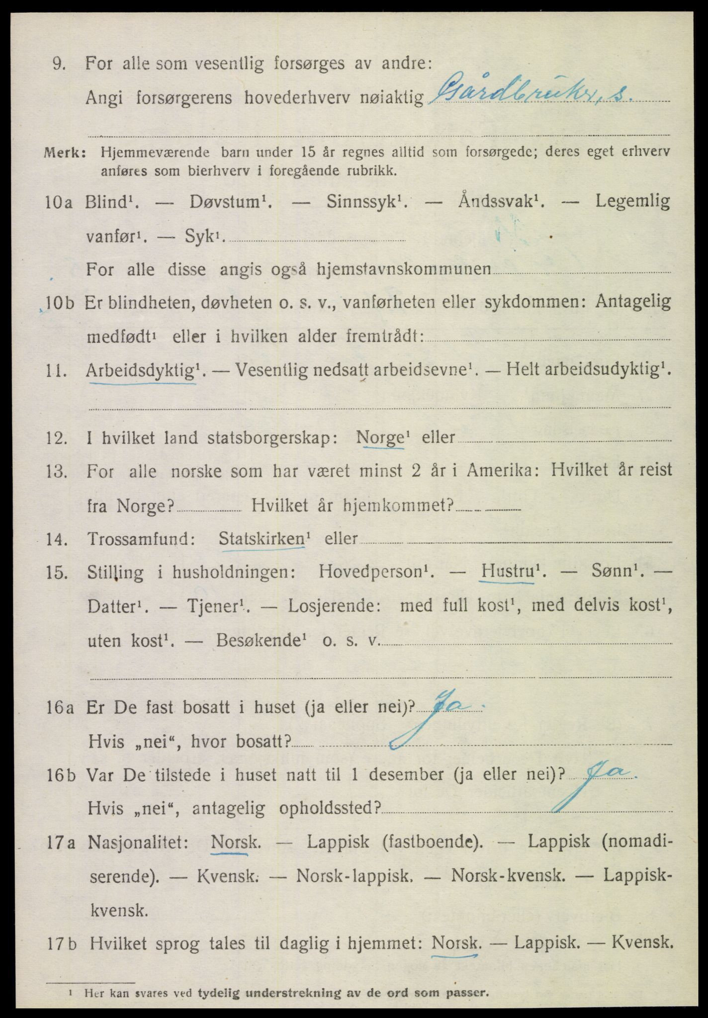 SAT, 1920 census for Overhalla, 1920, p. 5779