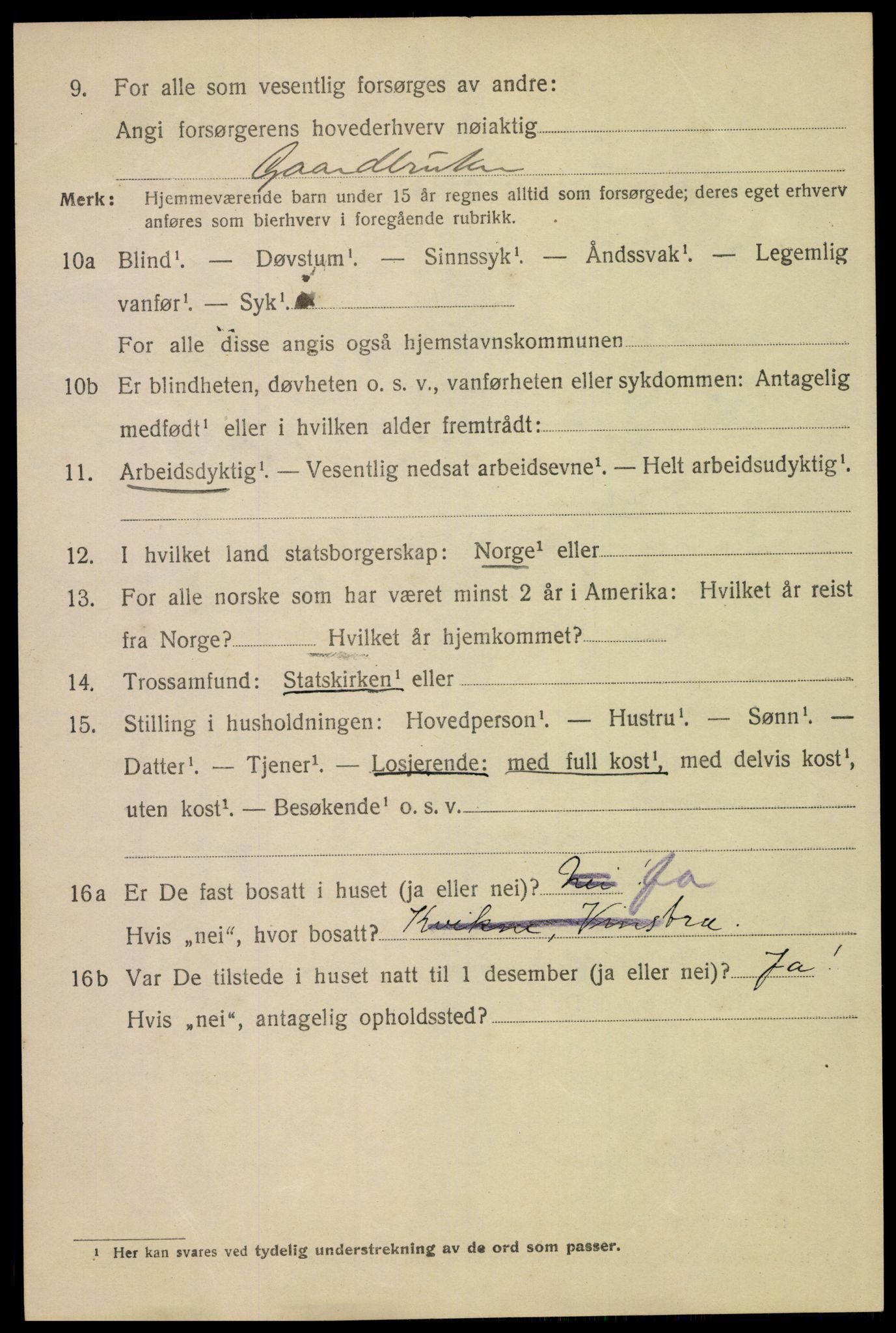 SAH, 1920 census for Lillehammer, 1920, p. 5815