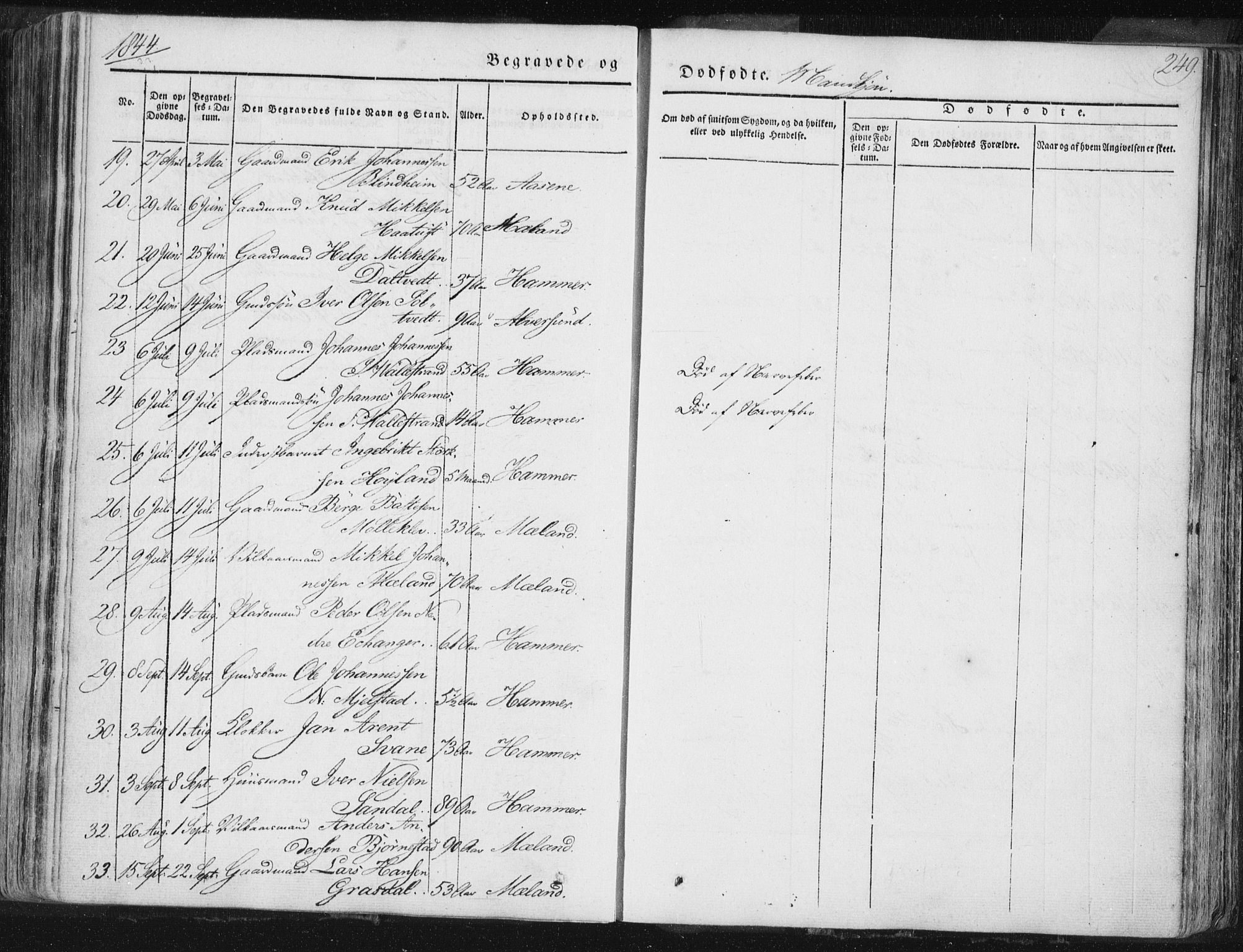 Hamre sokneprestembete, AV/SAB-A-75501/H/Ha/Haa/Haaa/L0012: Parish register (official) no. A 12, 1834-1845, p. 249