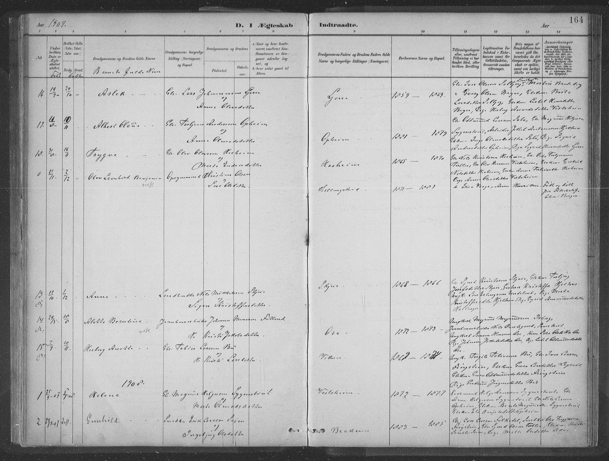 Ulvik sokneprestembete, AV/SAB-A-78801/H/Hab: Parish register (copy) no. A 3, 1883-1908, p. 164