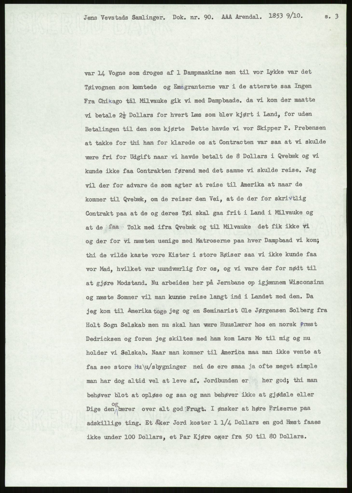 Samlinger til kildeutgivelse, Amerikabrevene, AV/RA-EA-4057/F/L0026: Innlån fra Aust-Agder: Aust-Agder-Arkivet - Erickson, 1838-1914, p. 841