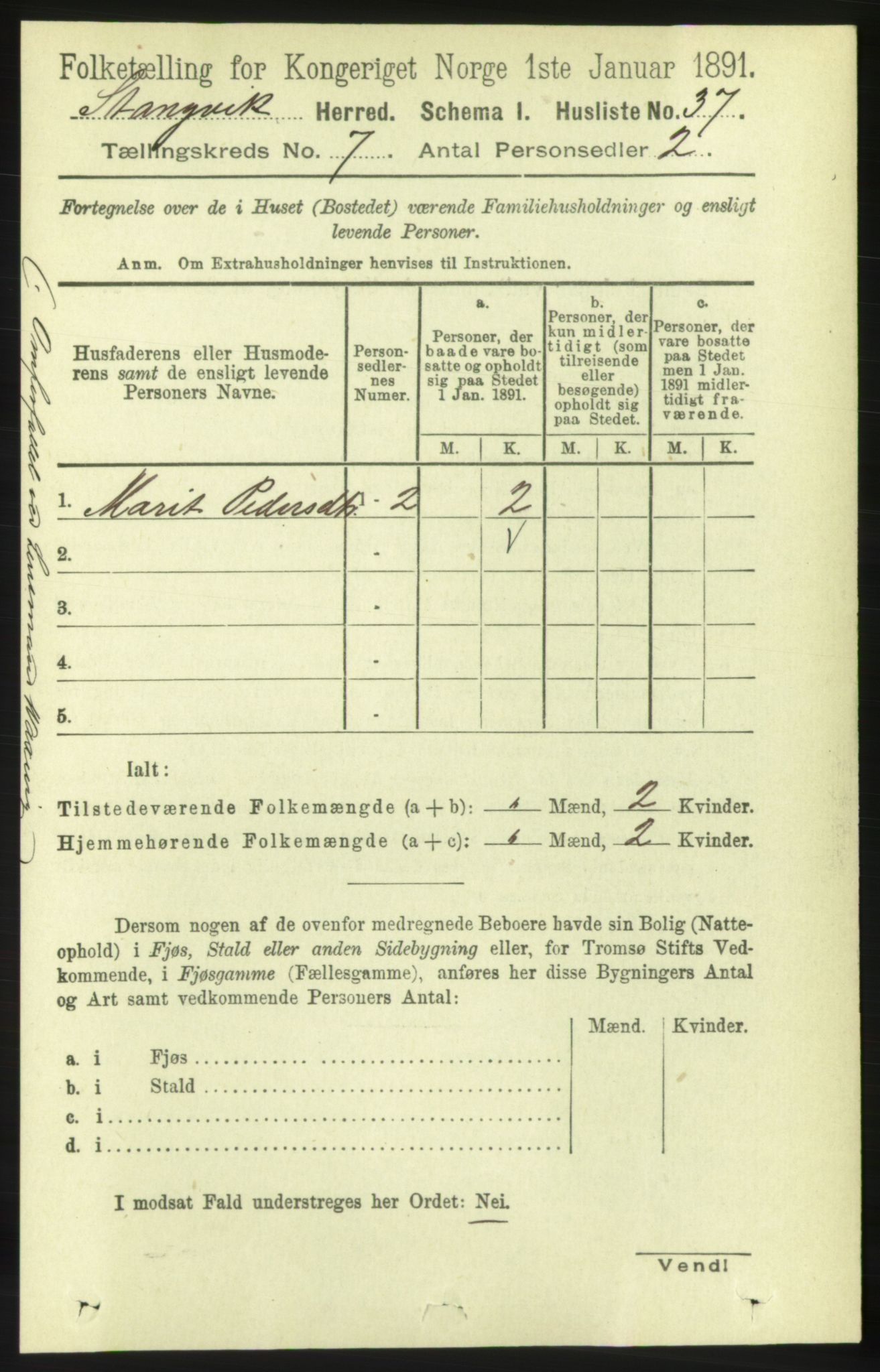 RA, 1891 census for 1564 Stangvik, 1891, p. 3009