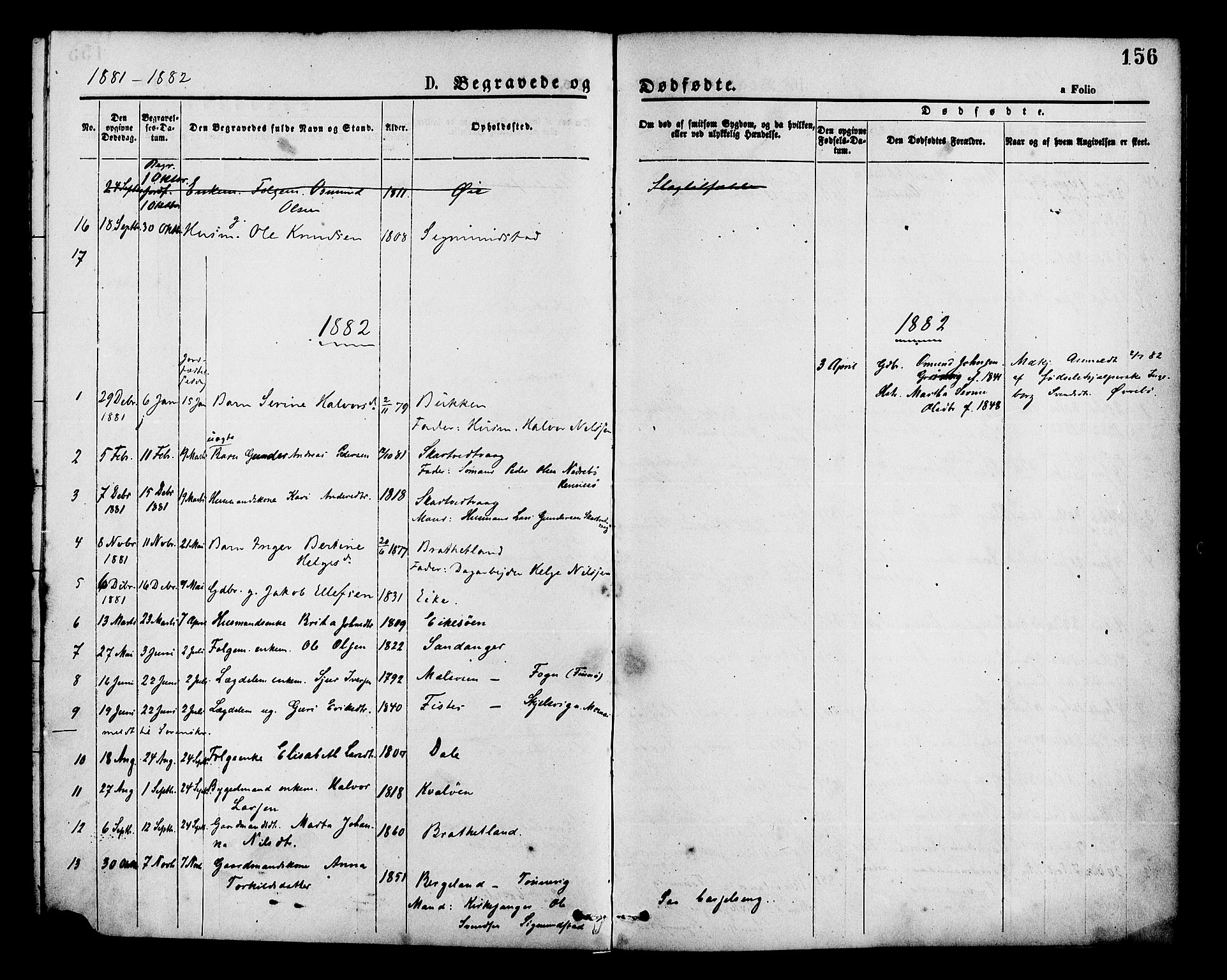 Hjelmeland sokneprestkontor, SAST/A-101843/01/IV/L0013: Parish register (official) no. A 13, 1872-1886, p. 156
