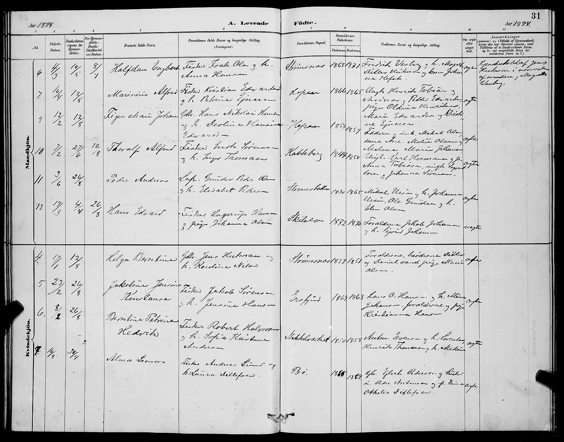 Berg sokneprestkontor, AV/SATØ-S-1318/G/Ga/Gab/L0004klokker: Parish register (copy) no. 4, 1887-1897, p. 31