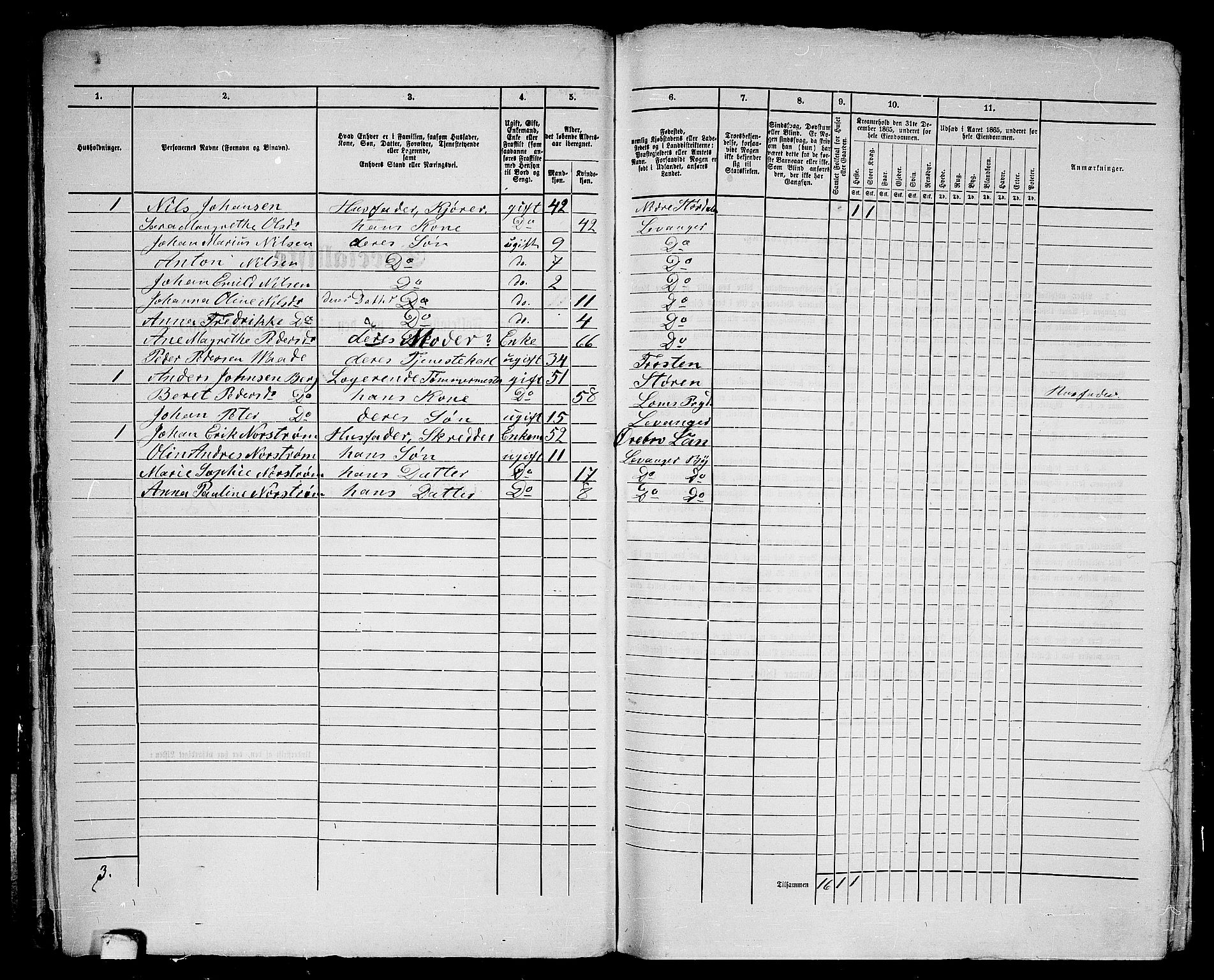 RA, 1865 census for Levanger/Levanger, 1865, p. 36