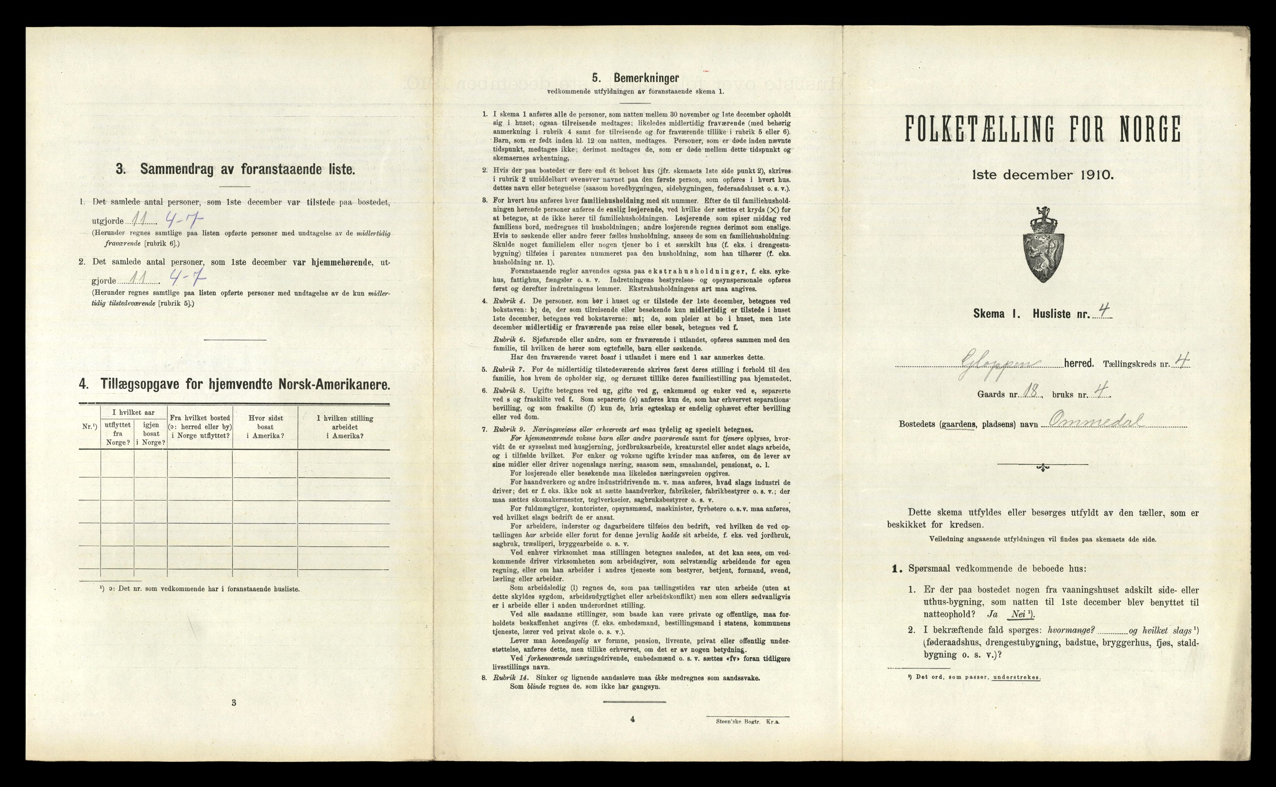 RA, 1910 census for Gloppen, 1910, p. 386