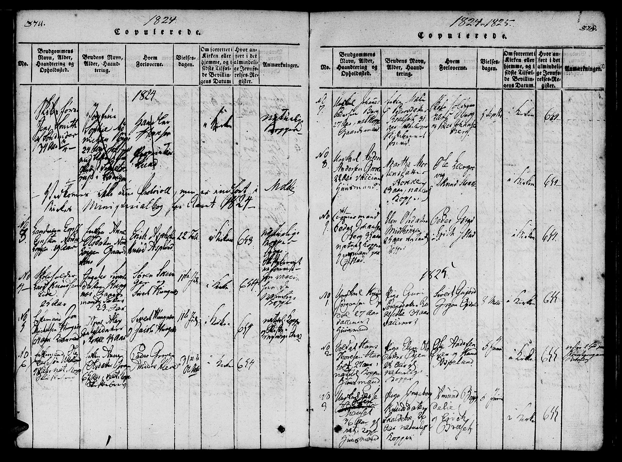 Ministerialprotokoller, klokkerbøker og fødselsregistre - Møre og Romsdal, SAT/A-1454/557/L0679: Parish register (official) no. 557A01, 1818-1843, p. 374-375