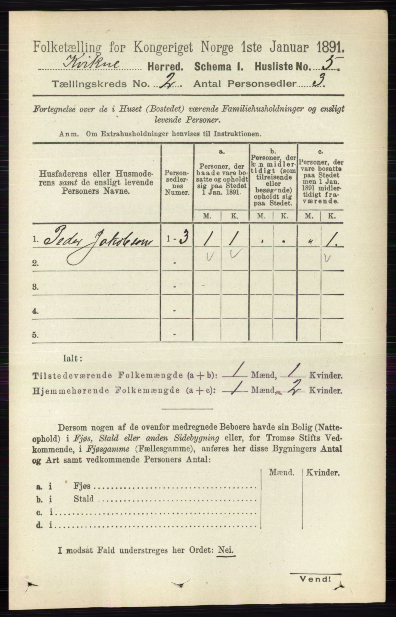 RA, 1891 census for 0440 Kvikne, 1891, p. 232