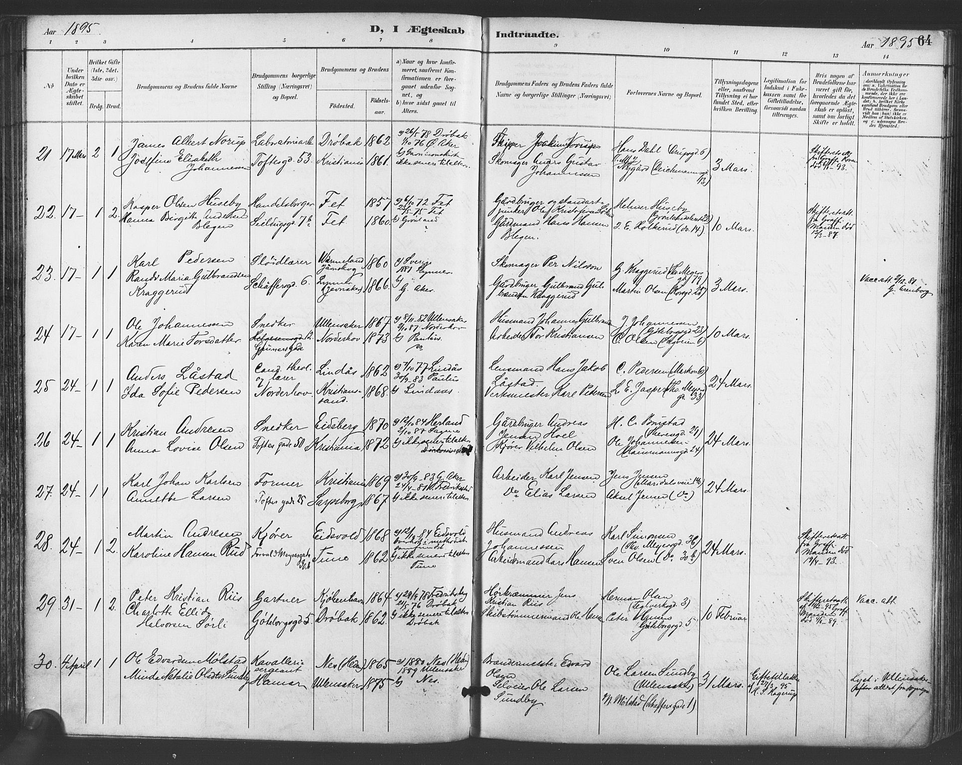 Paulus prestekontor Kirkebøker, SAO/A-10871/F/Fa/L0009: Parish register (official) no. 9, 1891-1901, p. 64