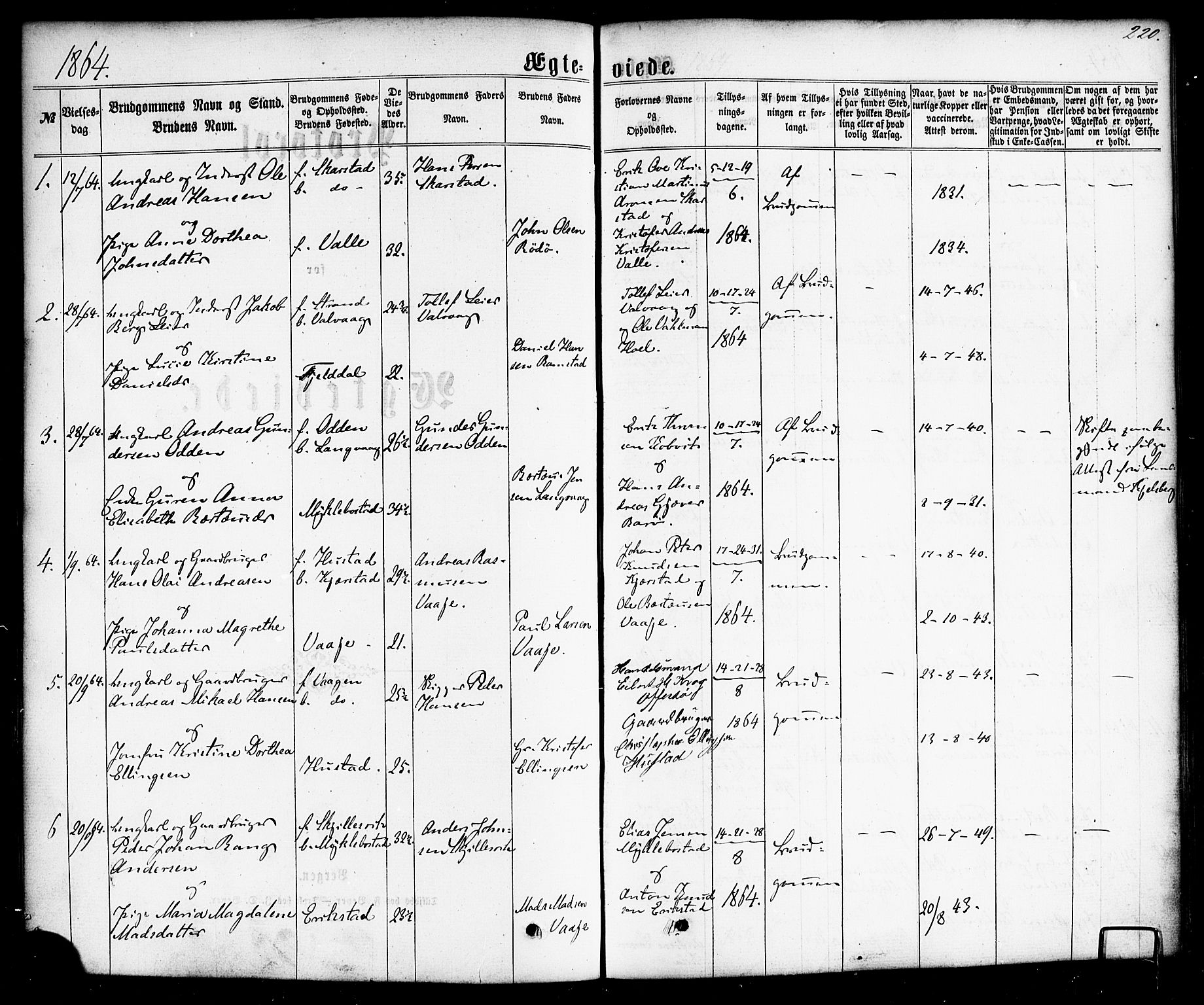 Ministerialprotokoller, klokkerbøker og fødselsregistre - Nordland, AV/SAT-A-1459/872/L1034: Parish register (official) no. 872A09, 1864-1884, p. 220