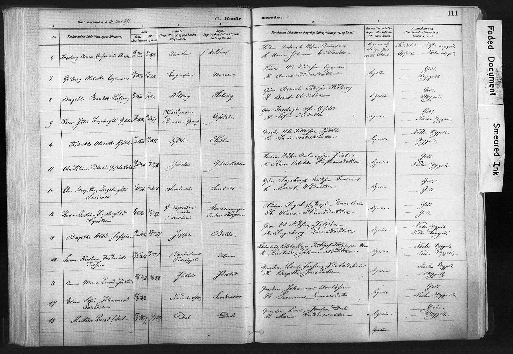 Ministerialprotokoller, klokkerbøker og fødselsregistre - Nord-Trøndelag, SAT/A-1458/749/L0474: Parish register (official) no. 749A08, 1887-1903, p. 111