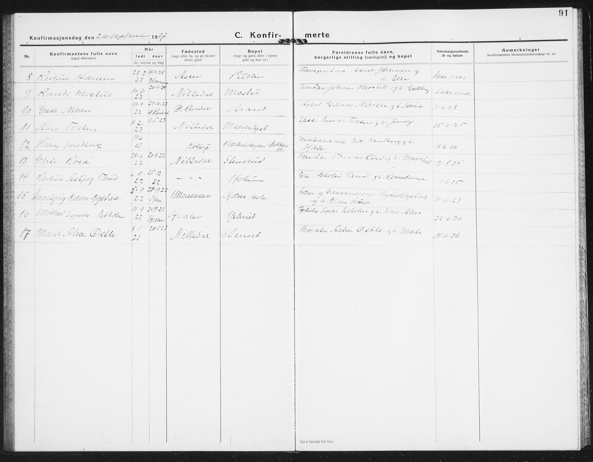 Nittedal prestekontor Kirkebøker, AV/SAO-A-10365a/G/Ga/L0004: Parish register (copy) no. I 4, 1930-1943, p. 91