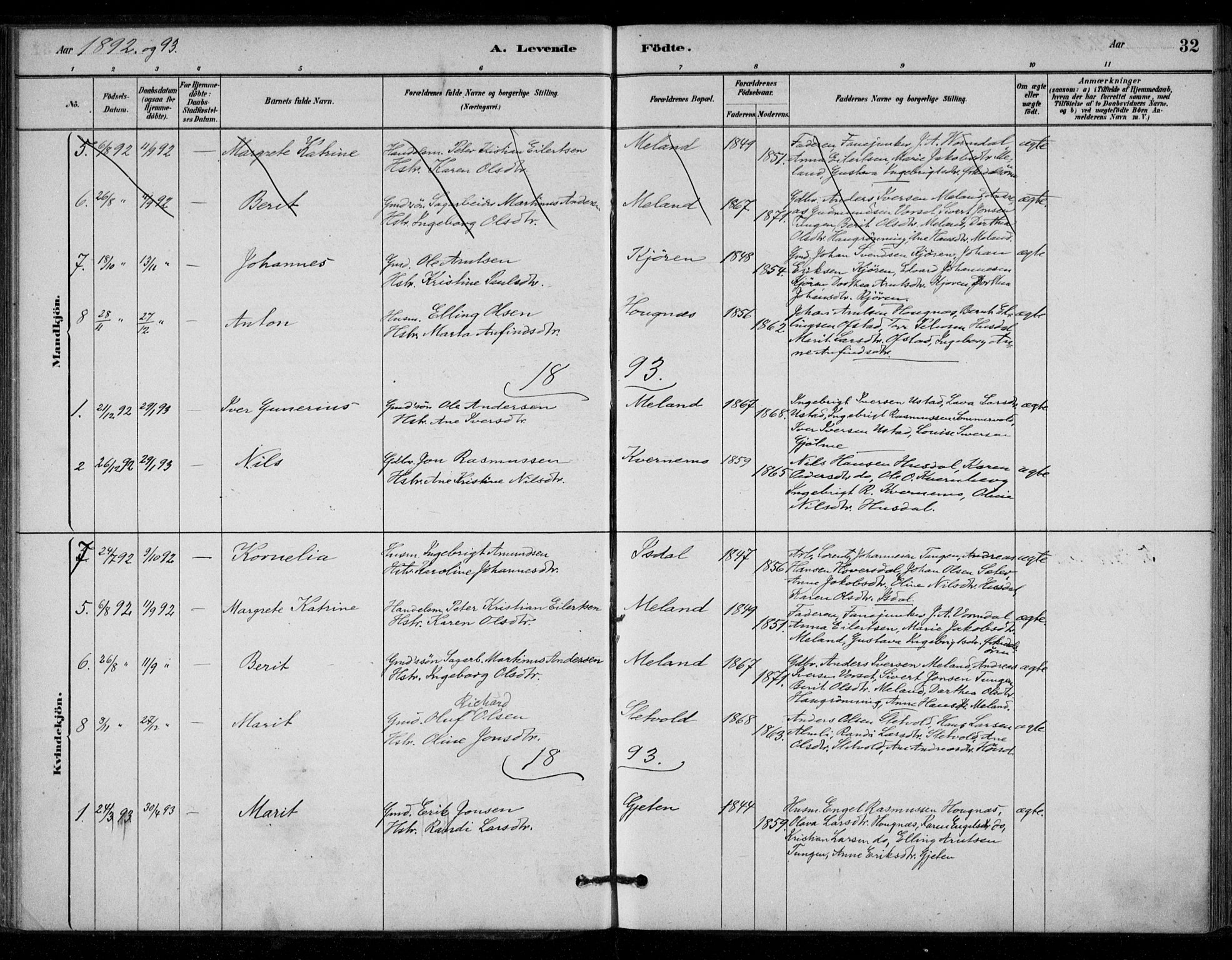 Ministerialprotokoller, klokkerbøker og fødselsregistre - Sør-Trøndelag, SAT/A-1456/670/L0836: Parish register (official) no. 670A01, 1879-1904, p. 32
