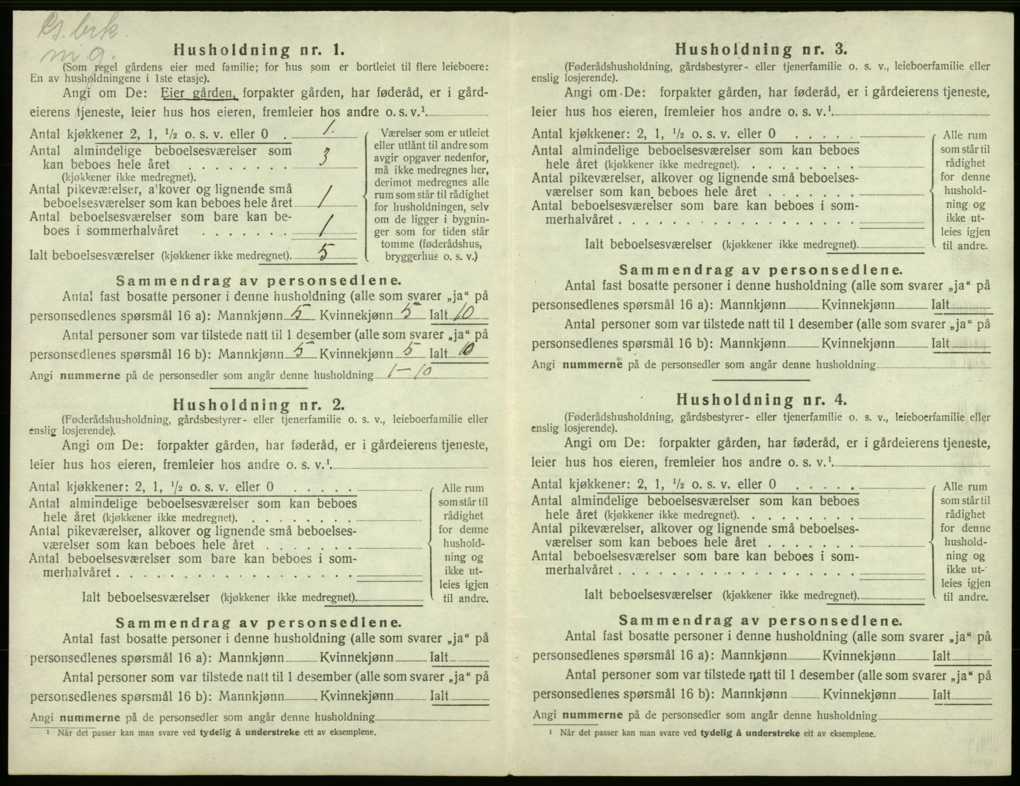 SAB, 1920 census for Bremnes, 1920, p. 68