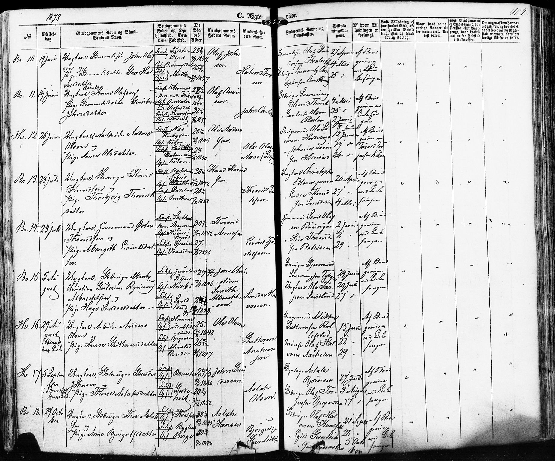 Kviteseid kirkebøker, SAKO/A-276/F/Fa/L0007: Parish register (official) no. I 7, 1859-1881, p. 402
