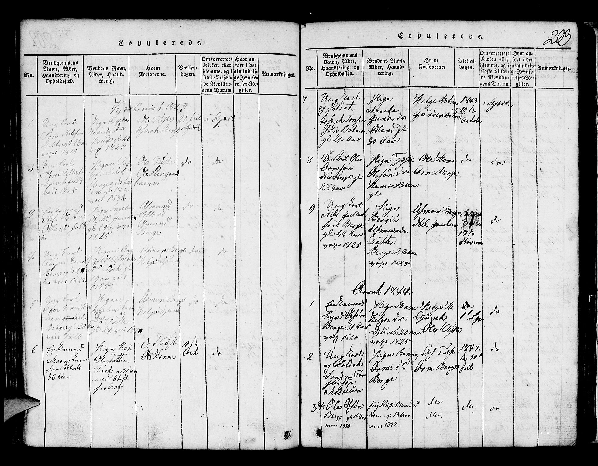 Røldal sokneprestembete, SAB/A-100247: Parish register (copy) no. A 1, 1817-1860, p. 203