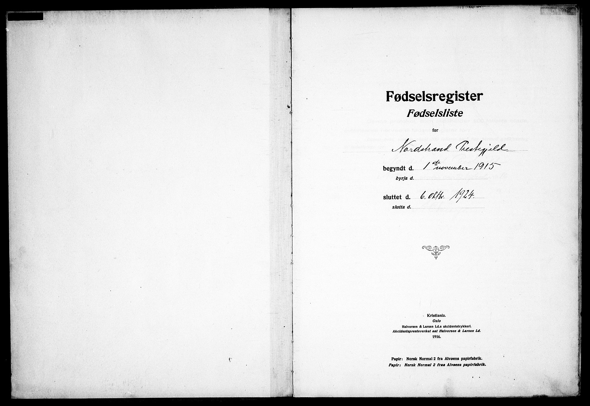 Nordstrand prestekontor Kirkebøker, AV/SAO-A-10362a/J/Ja/L0001: Birth register no. I 1, 1916-1924