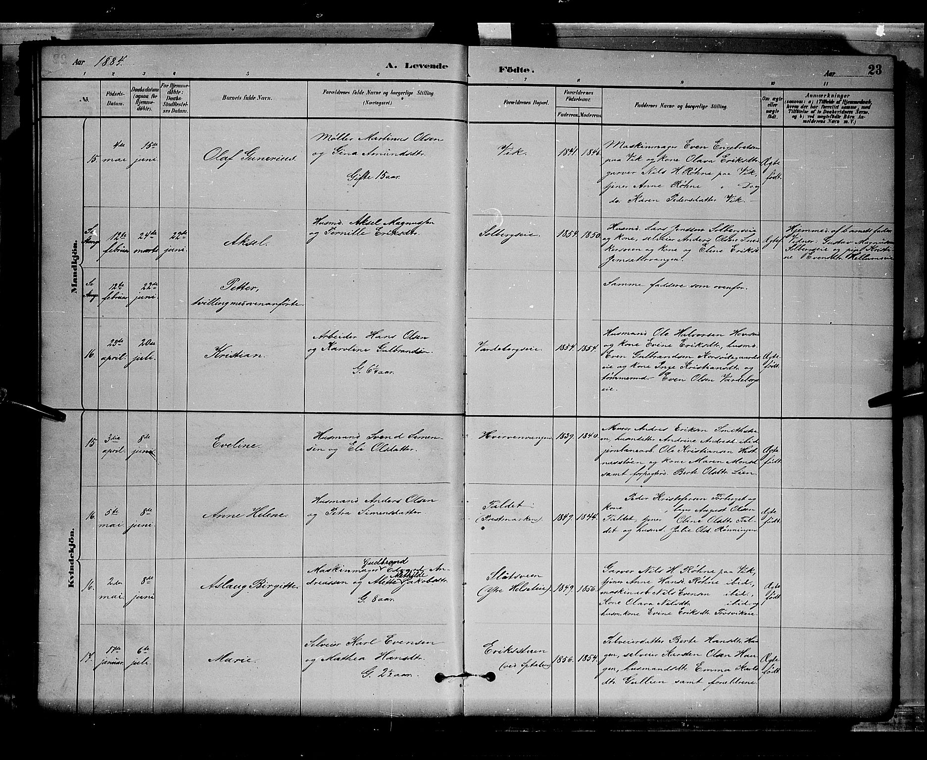 Stange prestekontor, AV/SAH-PREST-002/L/L0008: Parish register (copy) no. 8, 1882-1895, p. 23