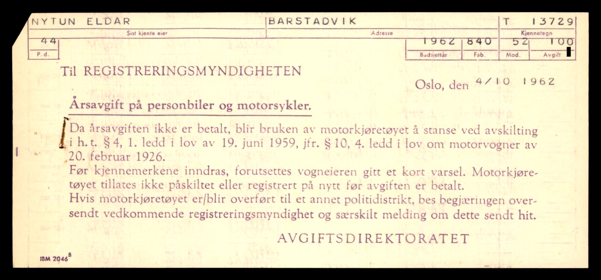 Møre og Romsdal vegkontor - Ålesund trafikkstasjon, AV/SAT-A-4099/F/Fe/L0041: Registreringskort for kjøretøy T 13710 - T 13905, 1927-1998, p. 305