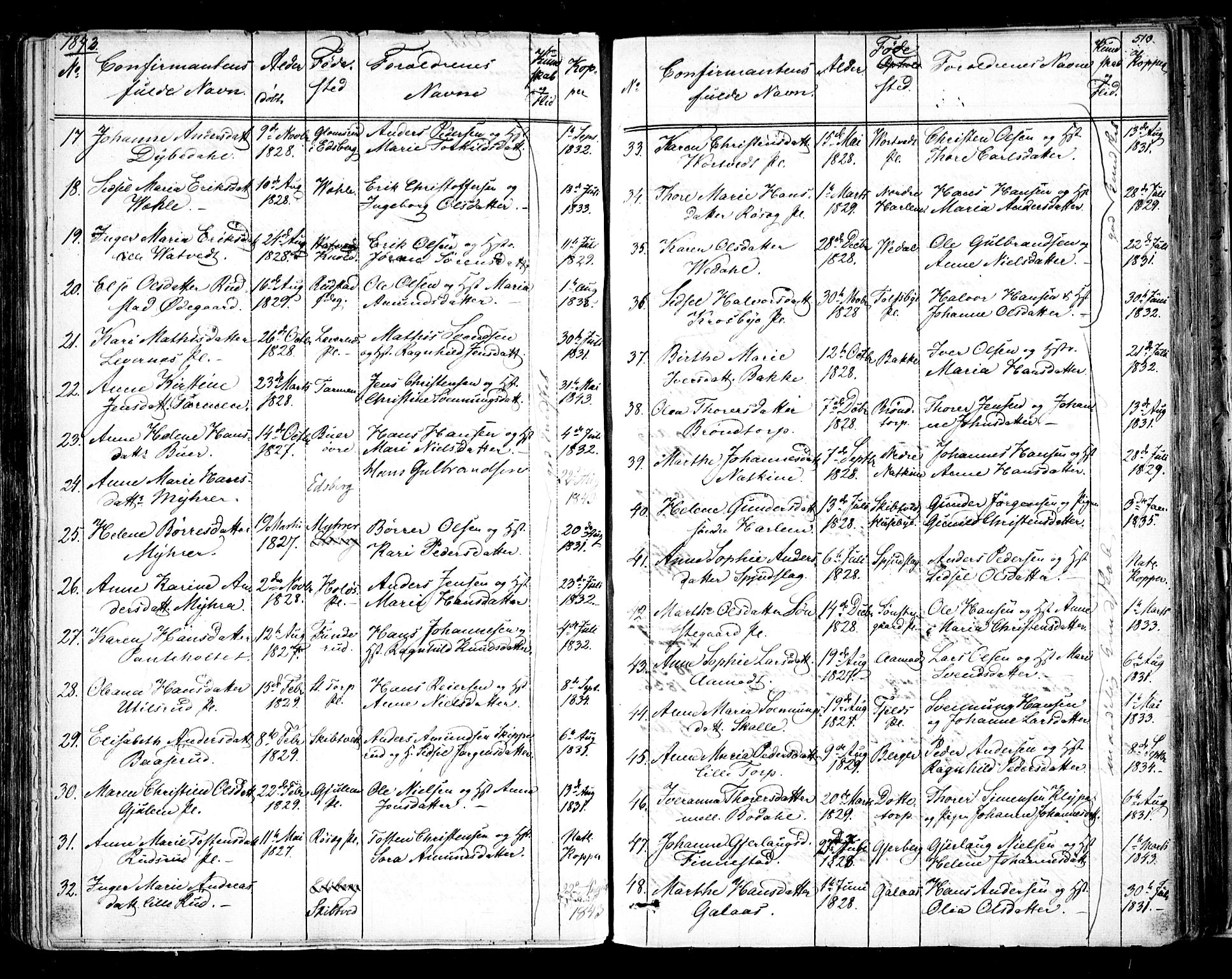 Rakkestad prestekontor Kirkebøker, SAO/A-2008/F/Fa/L0008: Parish register (official) no. I 8, 1842-1849, p. 509-510