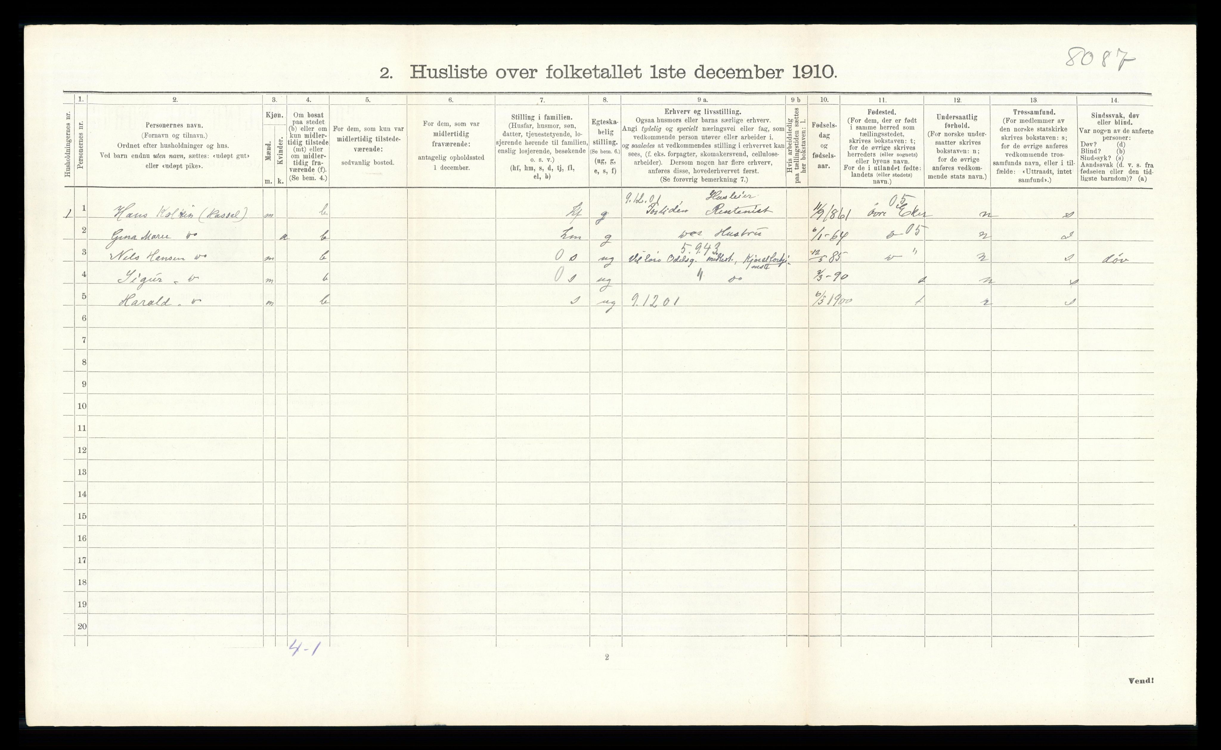 RA, 1910 census for Øvre Sandsvær, 1910, p. 746