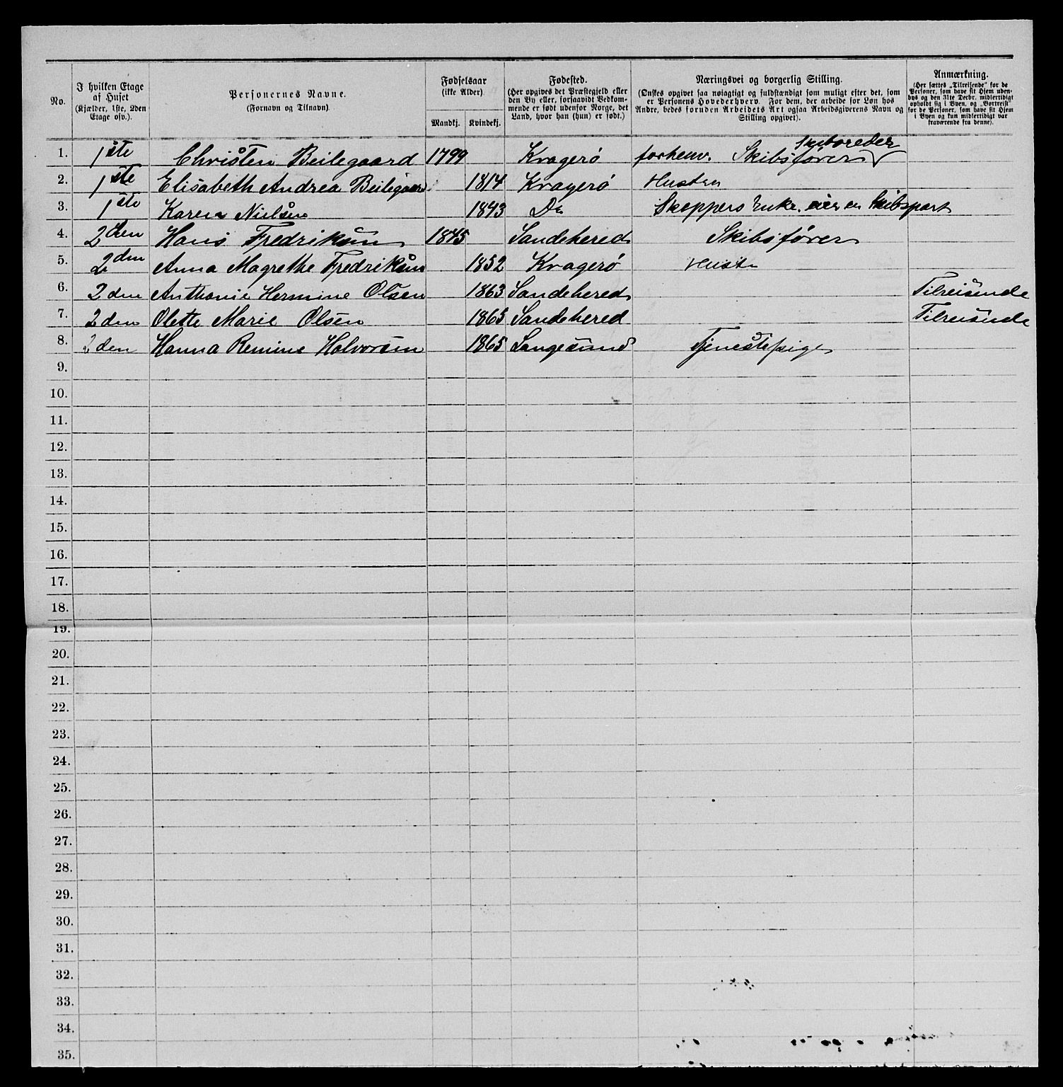 SAKO, 1885 census for 0801 Kragerø, 1885, p. 1350