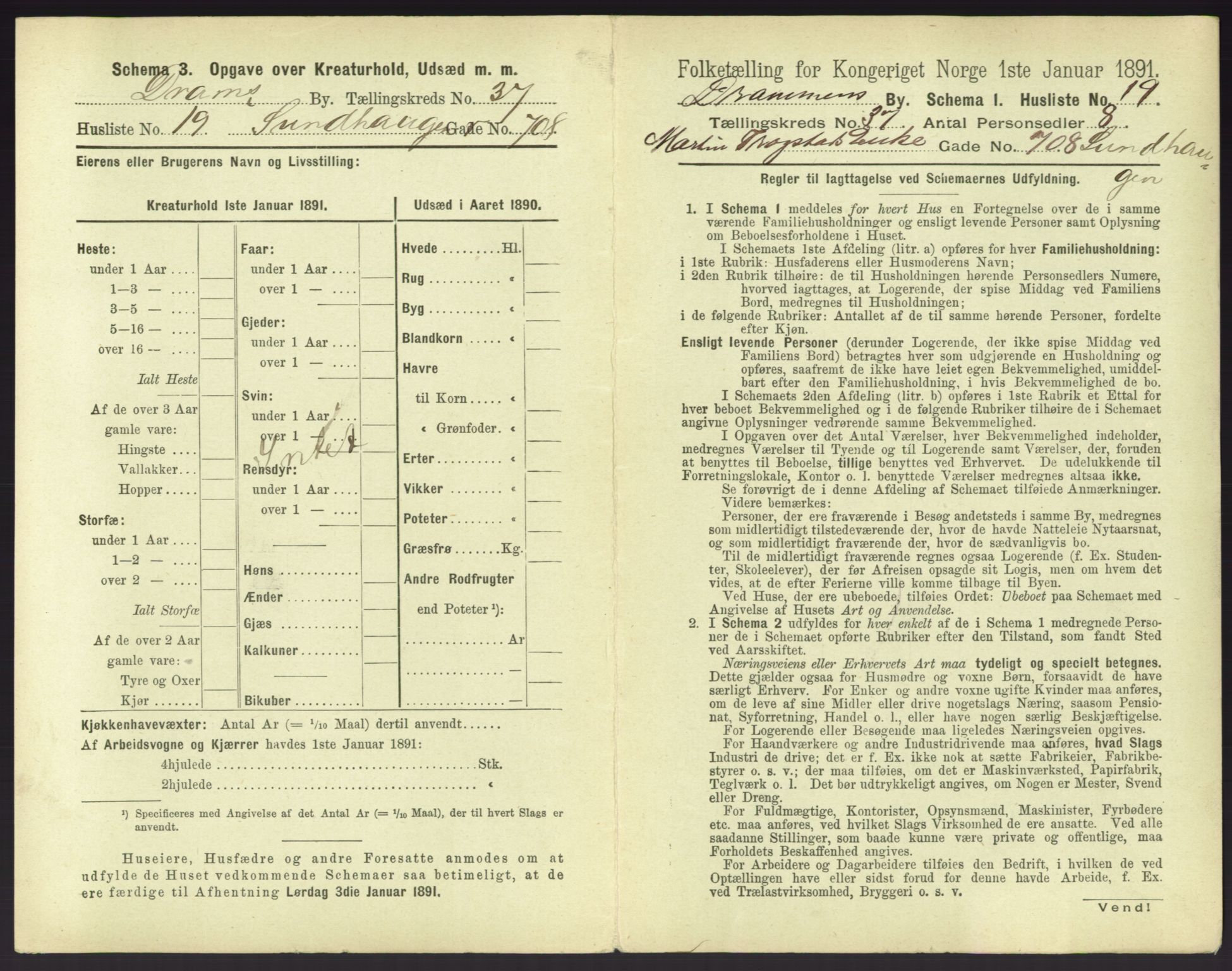 RA, 1891 census for 0602 Drammen, 1891, p. 3397