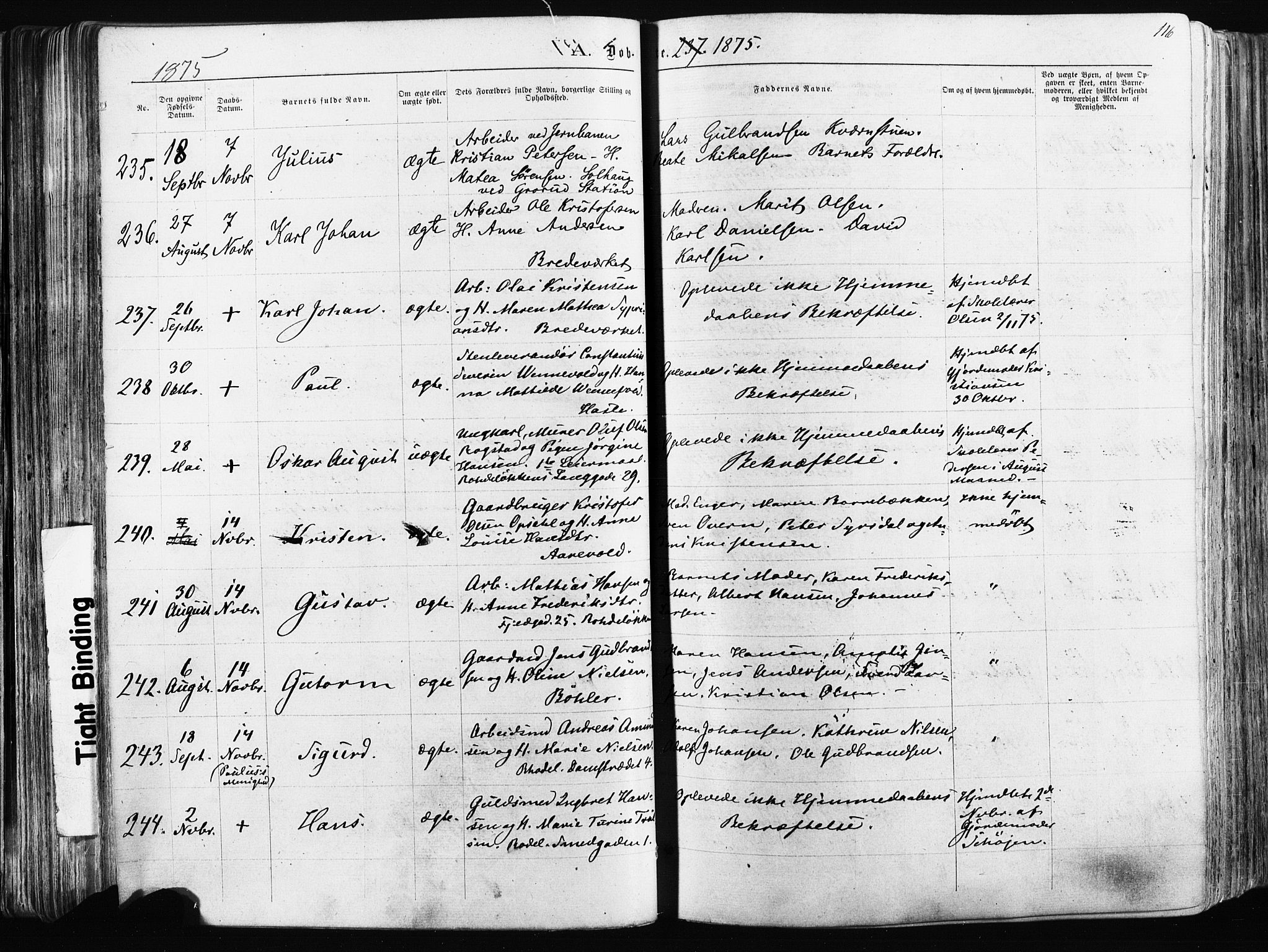 Østre Aker prestekontor Kirkebøker, AV/SAO-A-10840/F/Fa/L0003: Parish register (official) no. I 3, 1869-1875, p. 116