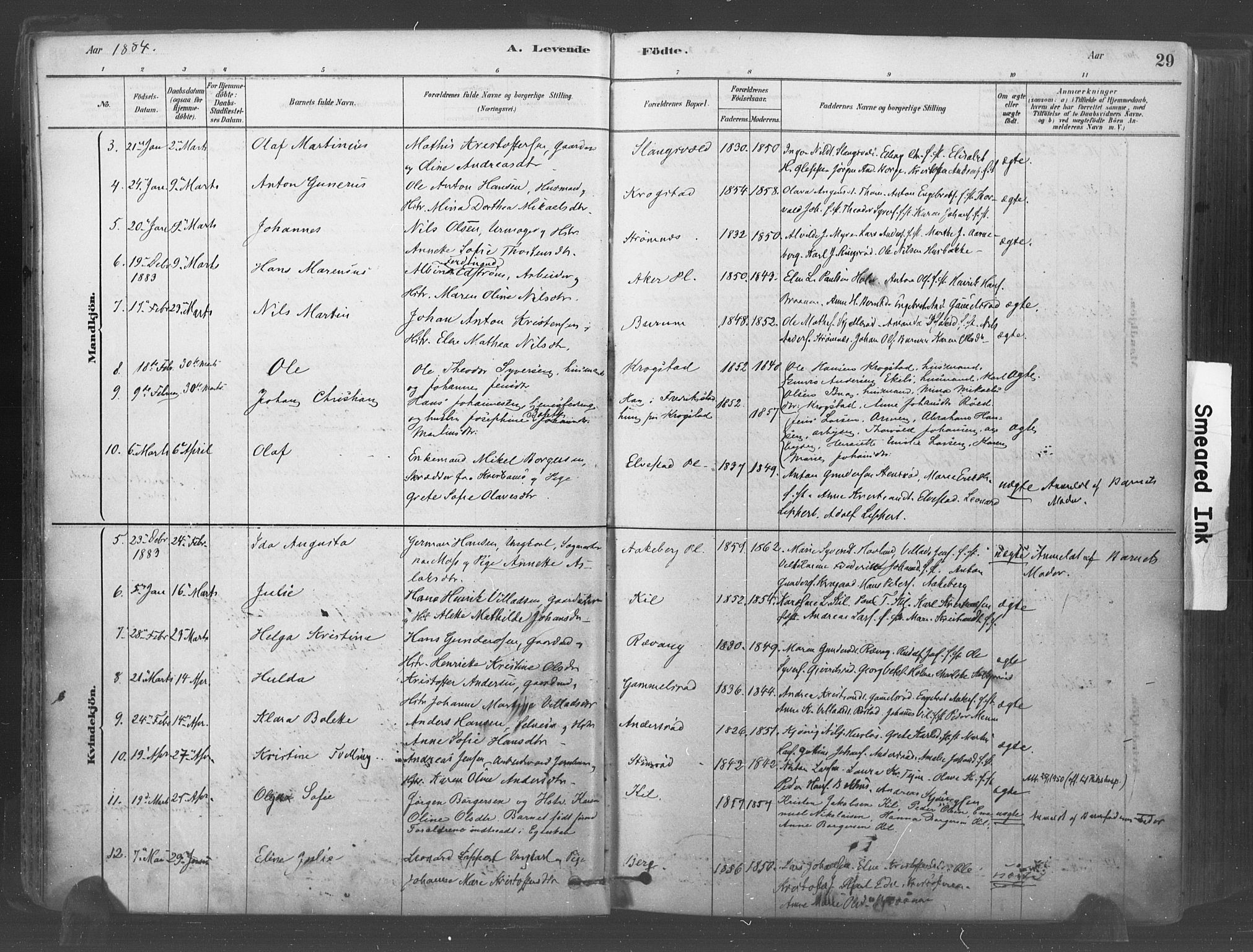 Råde prestekontor kirkebøker, AV/SAO-A-2009/F/Fa/L0007: Parish register (official) no. 7, 1878-1902, p. 29