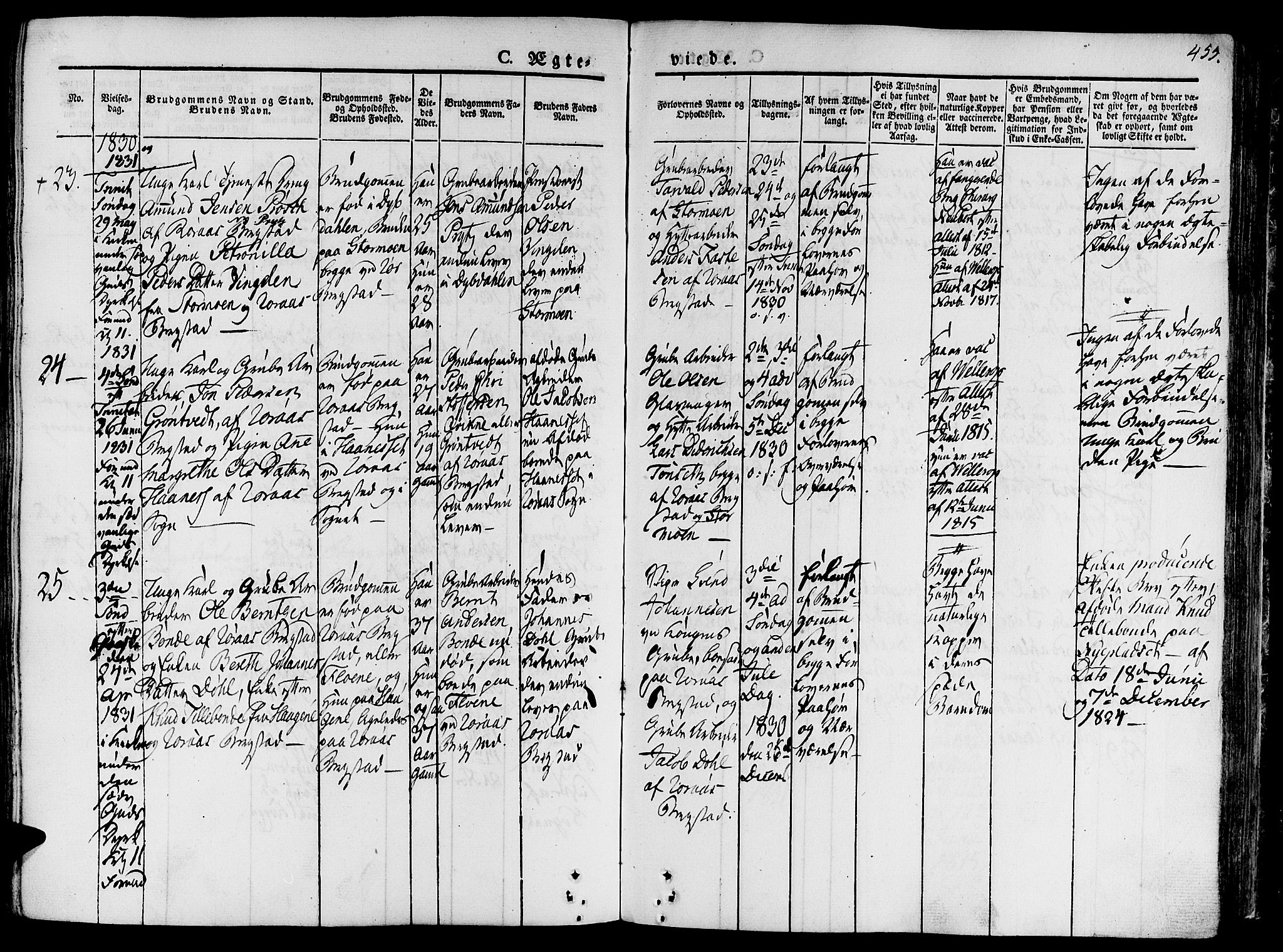 Ministerialprotokoller, klokkerbøker og fødselsregistre - Sør-Trøndelag, SAT/A-1456/681/L0930: Parish register (official) no. 681A08, 1829-1844, p. 455