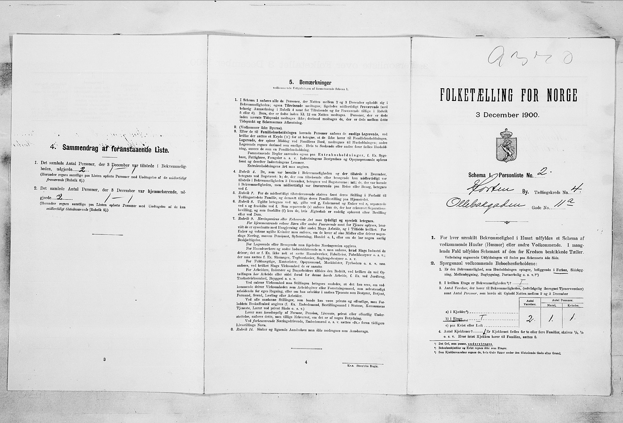 RA, 1900 census for Horten, 1900, p. 2682