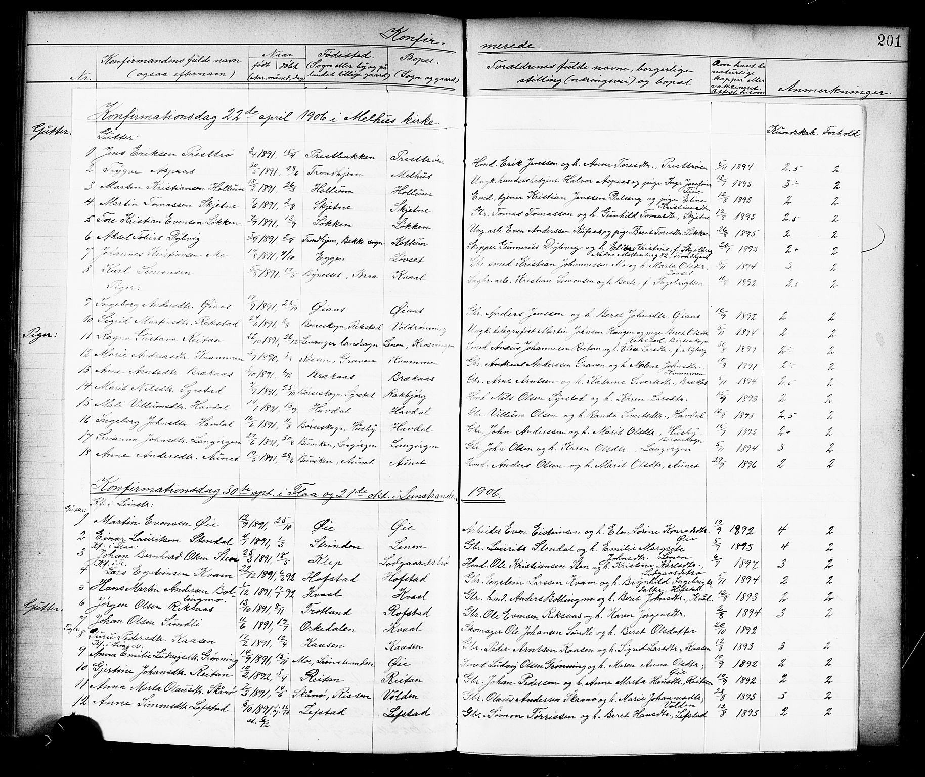 Ministerialprotokoller, klokkerbøker og fødselsregistre - Sør-Trøndelag, SAT/A-1456/691/L1094: Parish register (copy) no. 691C05, 1879-1911, p. 201d