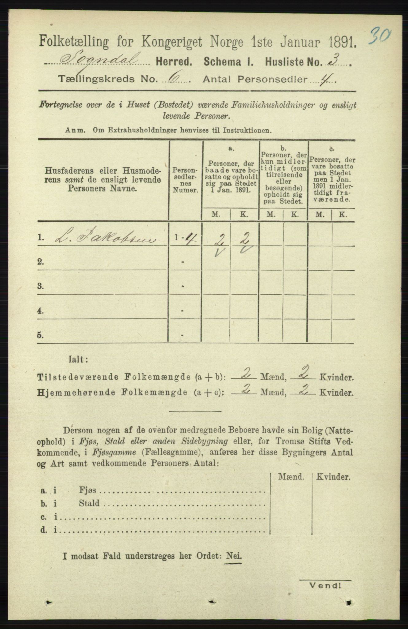 RA, 1891 census for 1111 Sokndal, 1891, p. 1571