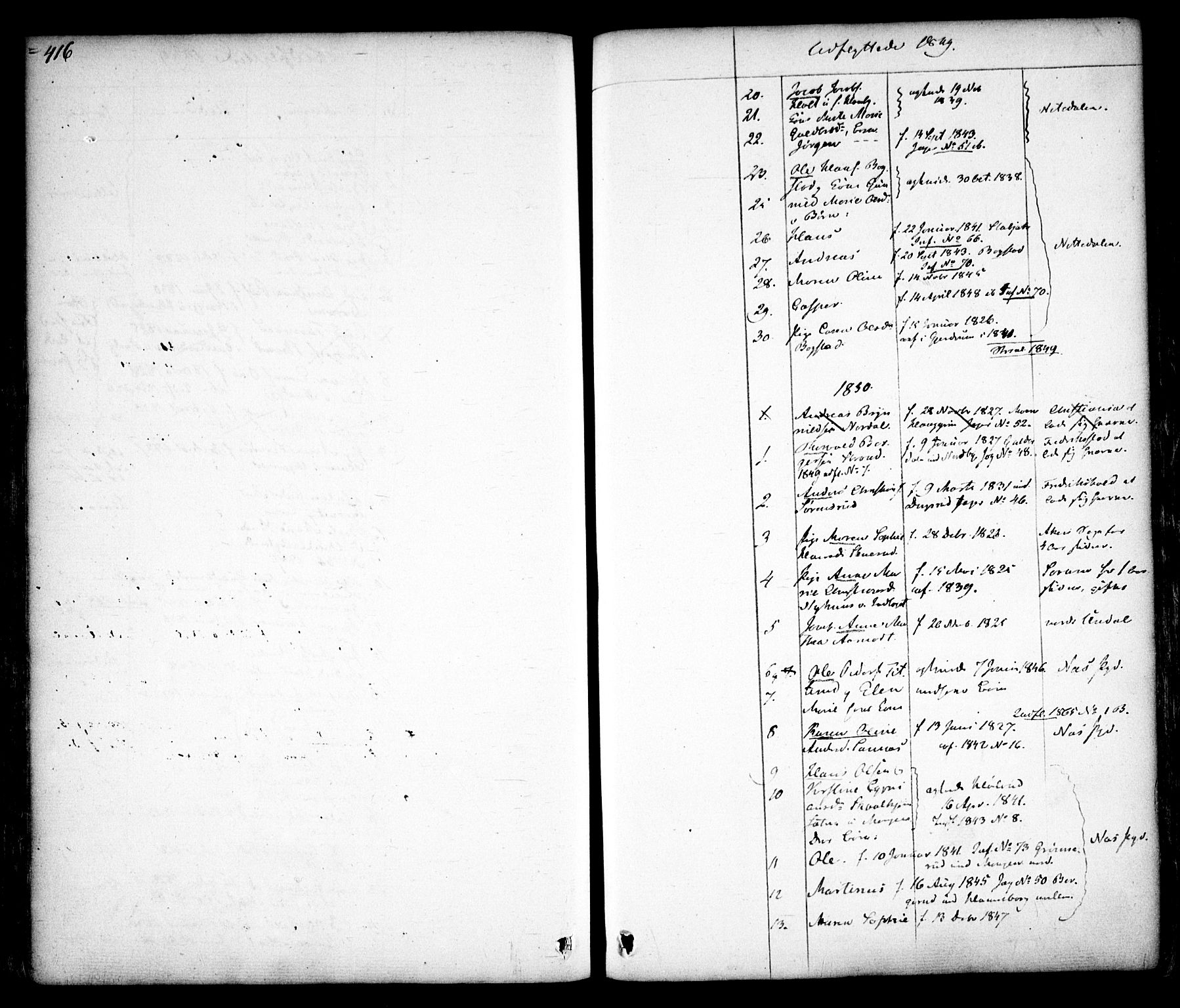 Aurskog prestekontor Kirkebøker, SAO/A-10304a/F/Fa/L0006: Parish register (official) no. I 6, 1829-1853, p. 416