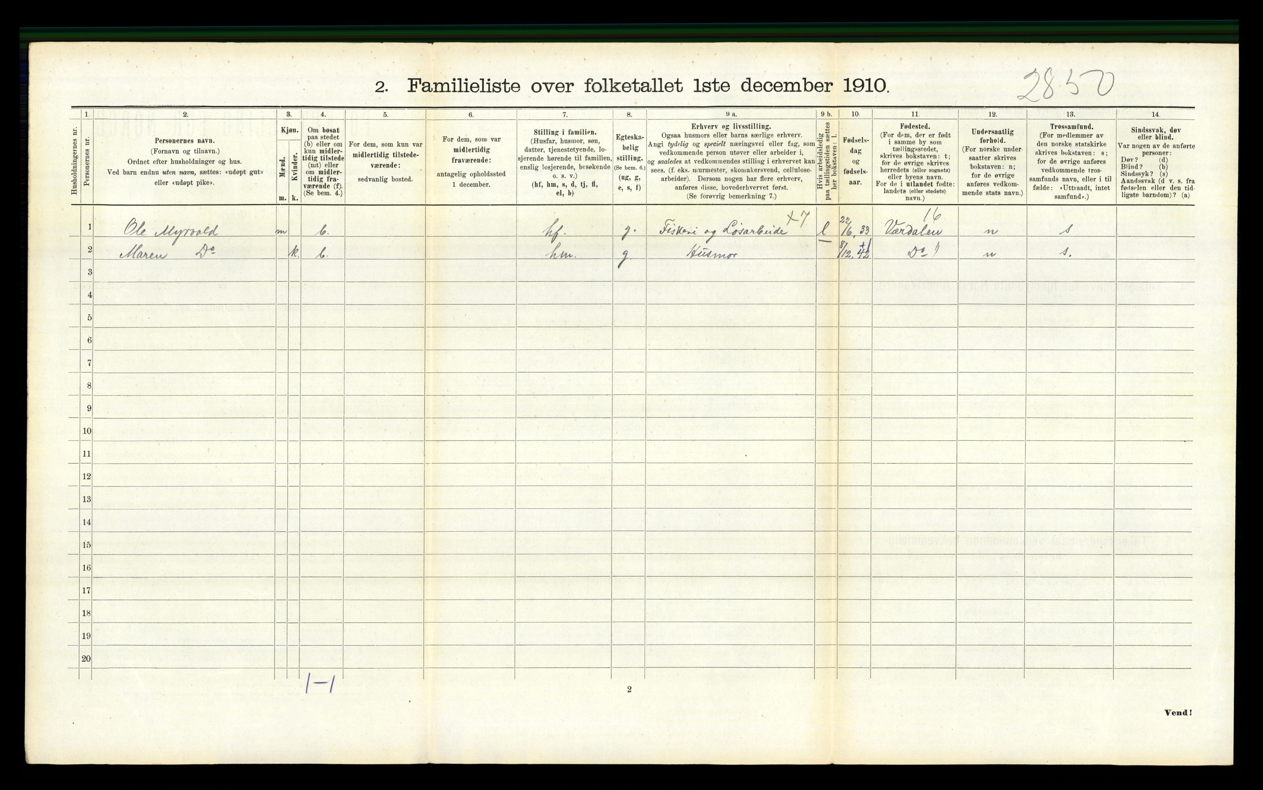 RA, 1910 census for Namsos, 1910, p. 387