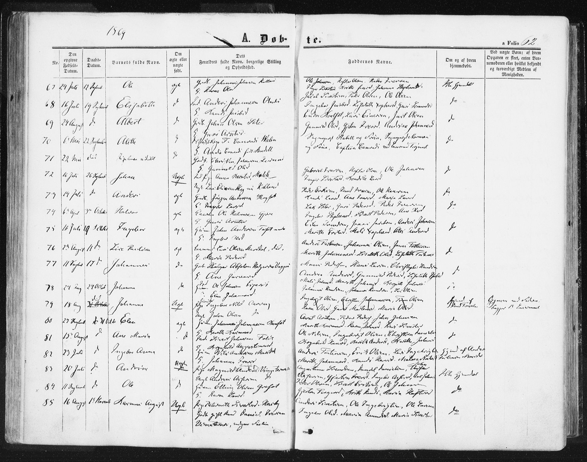 Ministerialprotokoller, klokkerbøker og fødselsregistre - Møre og Romsdal, AV/SAT-A-1454/578/L0905: Parish register (official) no. 578A04, 1859-1877, p. 62