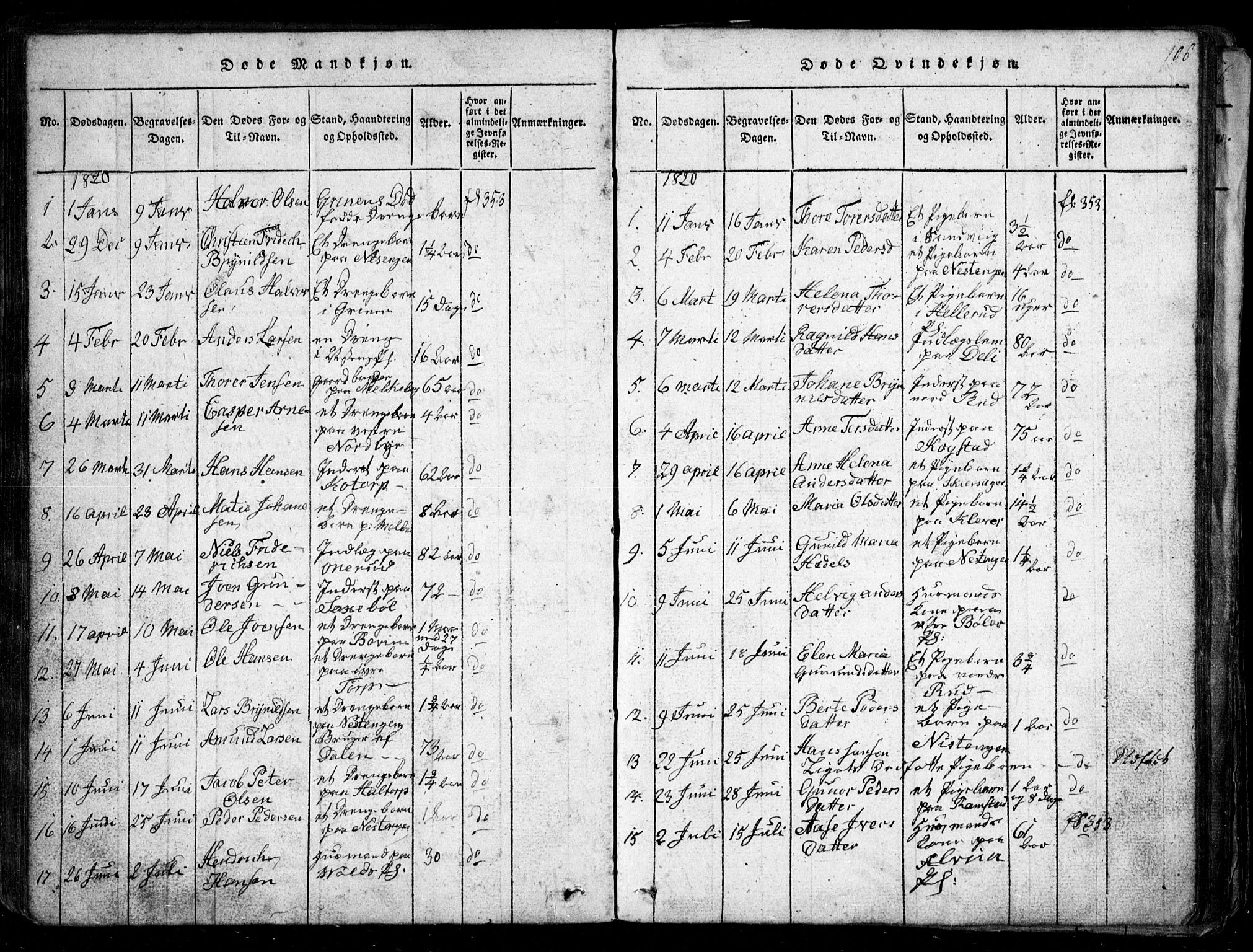 Spydeberg prestekontor Kirkebøker, AV/SAO-A-10924/G/Ga/L0001: Parish register (copy) no. I 1, 1814-1868, p. 106