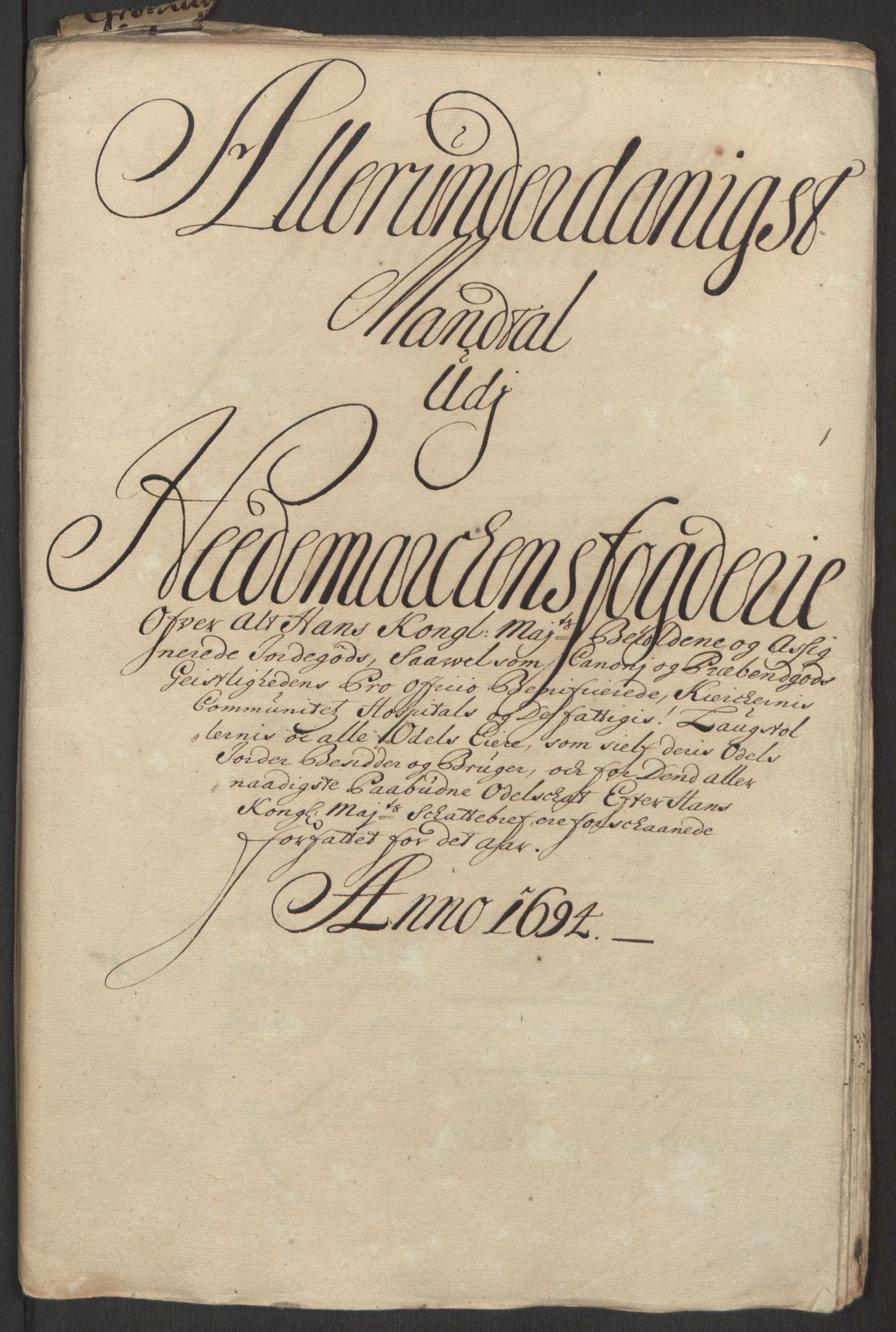 Rentekammeret inntil 1814, Reviderte regnskaper, Fogderegnskap, RA/EA-4092/R16/L1035: Fogderegnskap Hedmark, 1694, p. 144