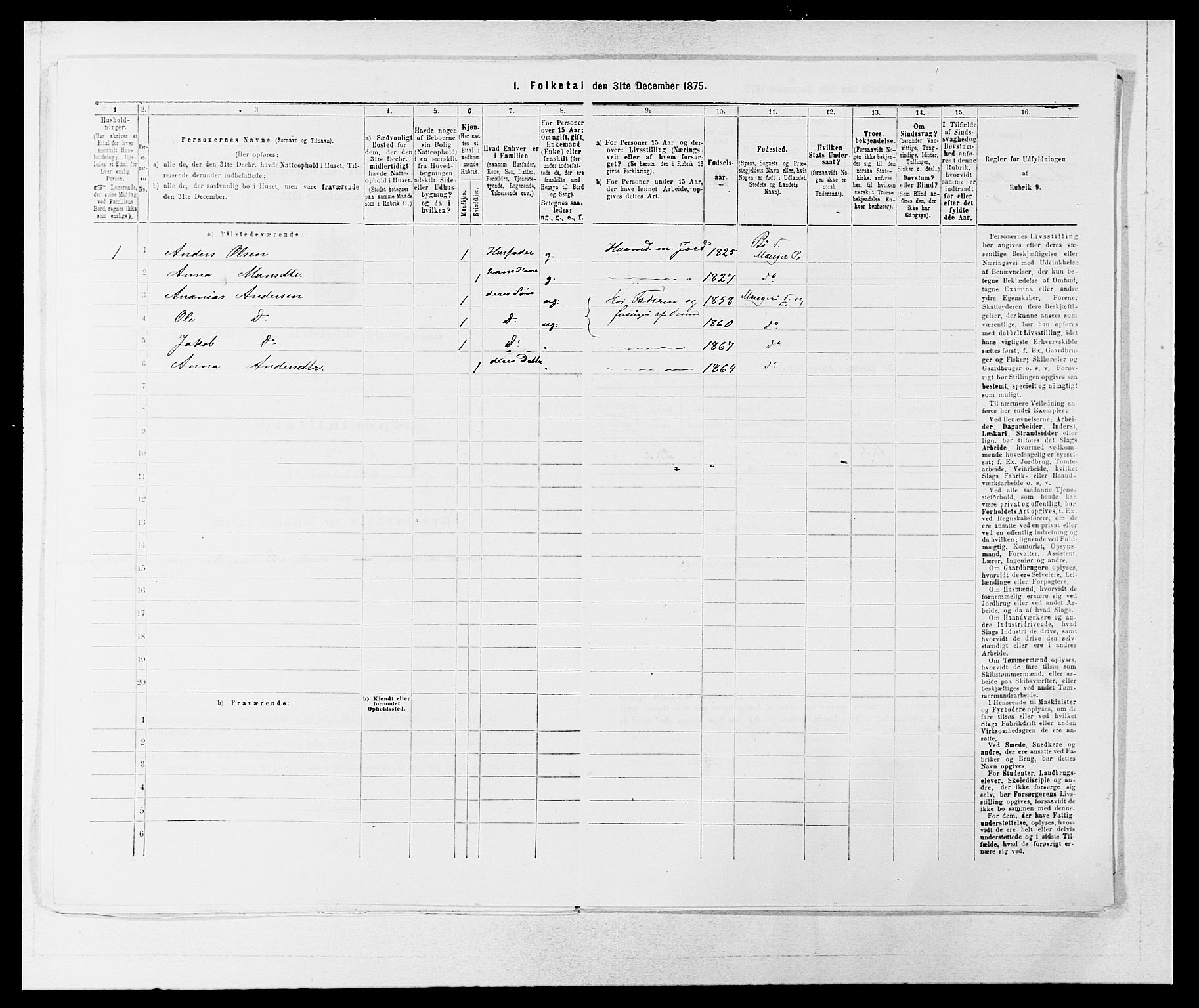 SAB, 1875 census for 1261P Manger, 1875, p. 640