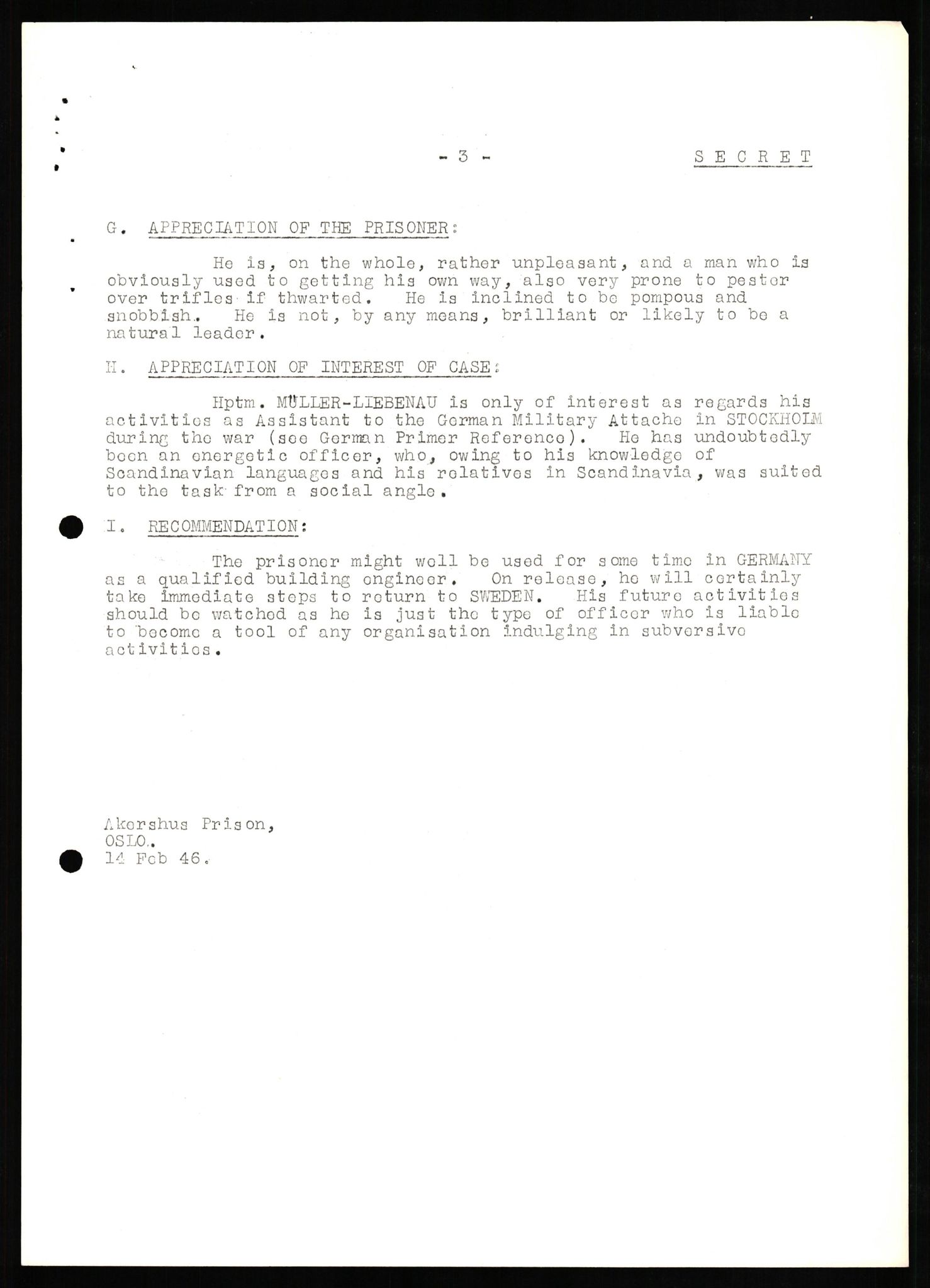 Forsvaret, Forsvarets overkommando II, RA/RAFA-3915/D/Db/L0023: CI Questionaires. Tyske okkupasjonsstyrker i Norge. Tyskere., 1945-1946, p. 301